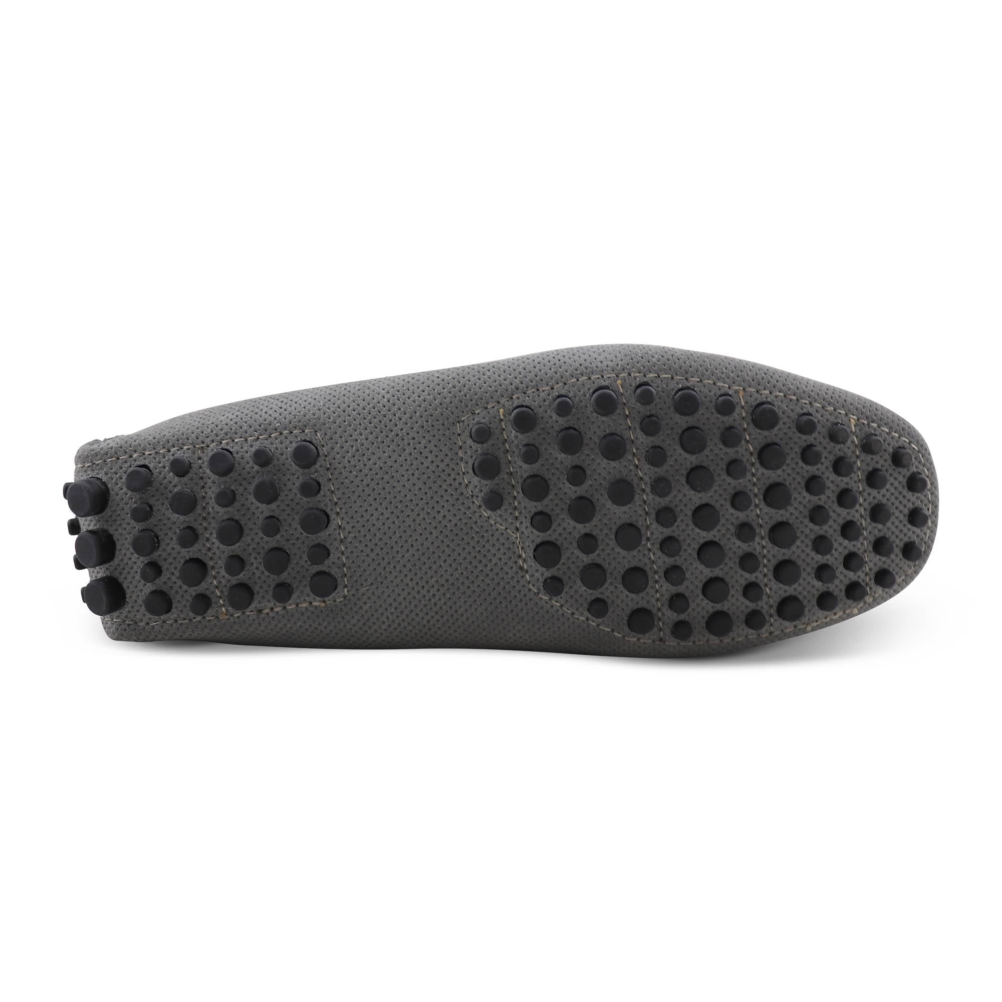 Grey perforated suede rubber soles