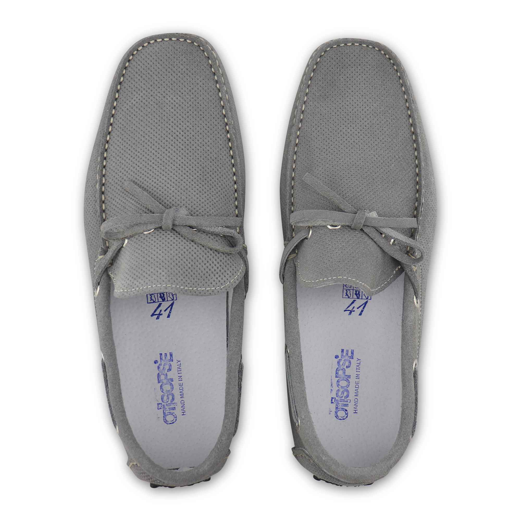 Grey perforated suede rubber soles