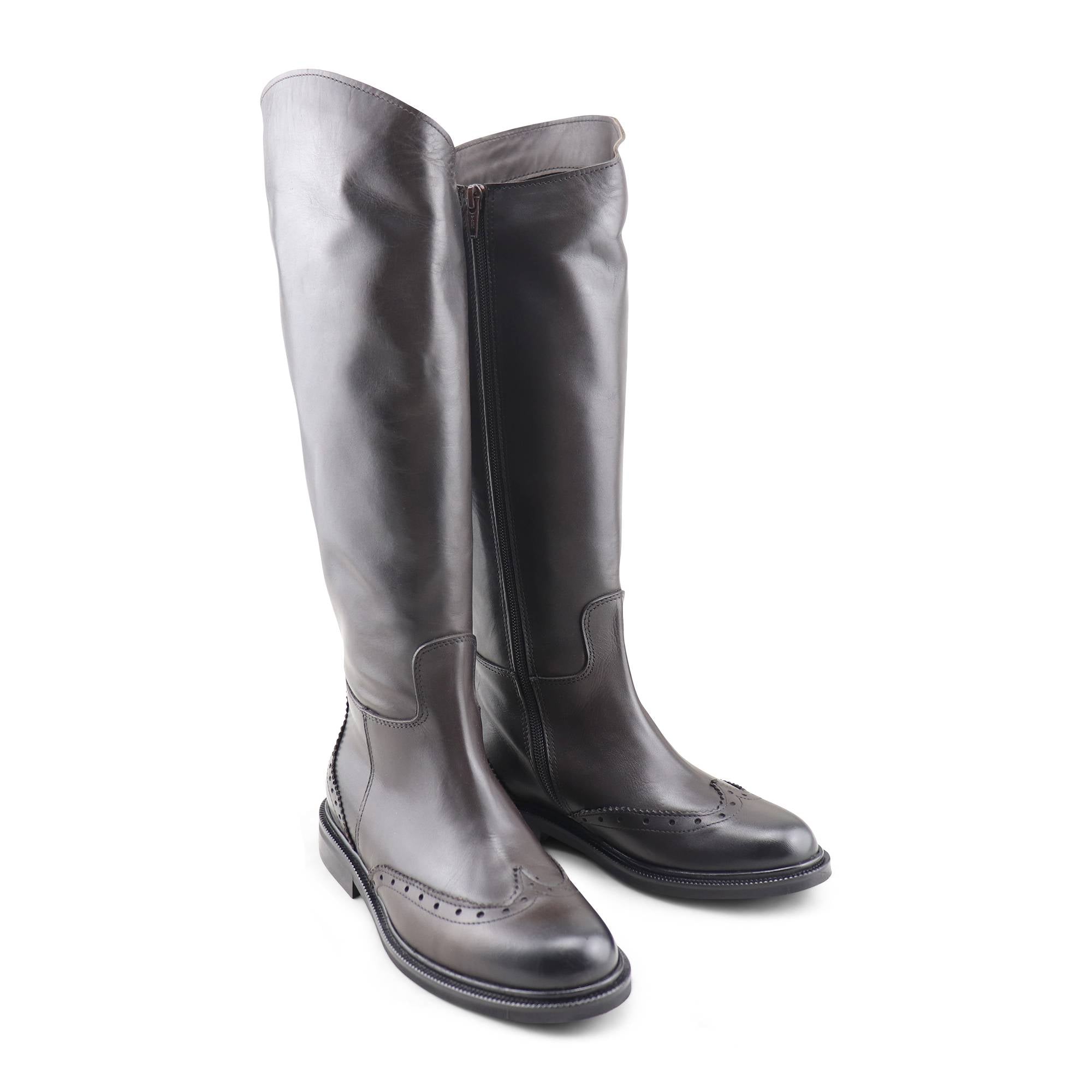 Stivale testa di moro in pelle