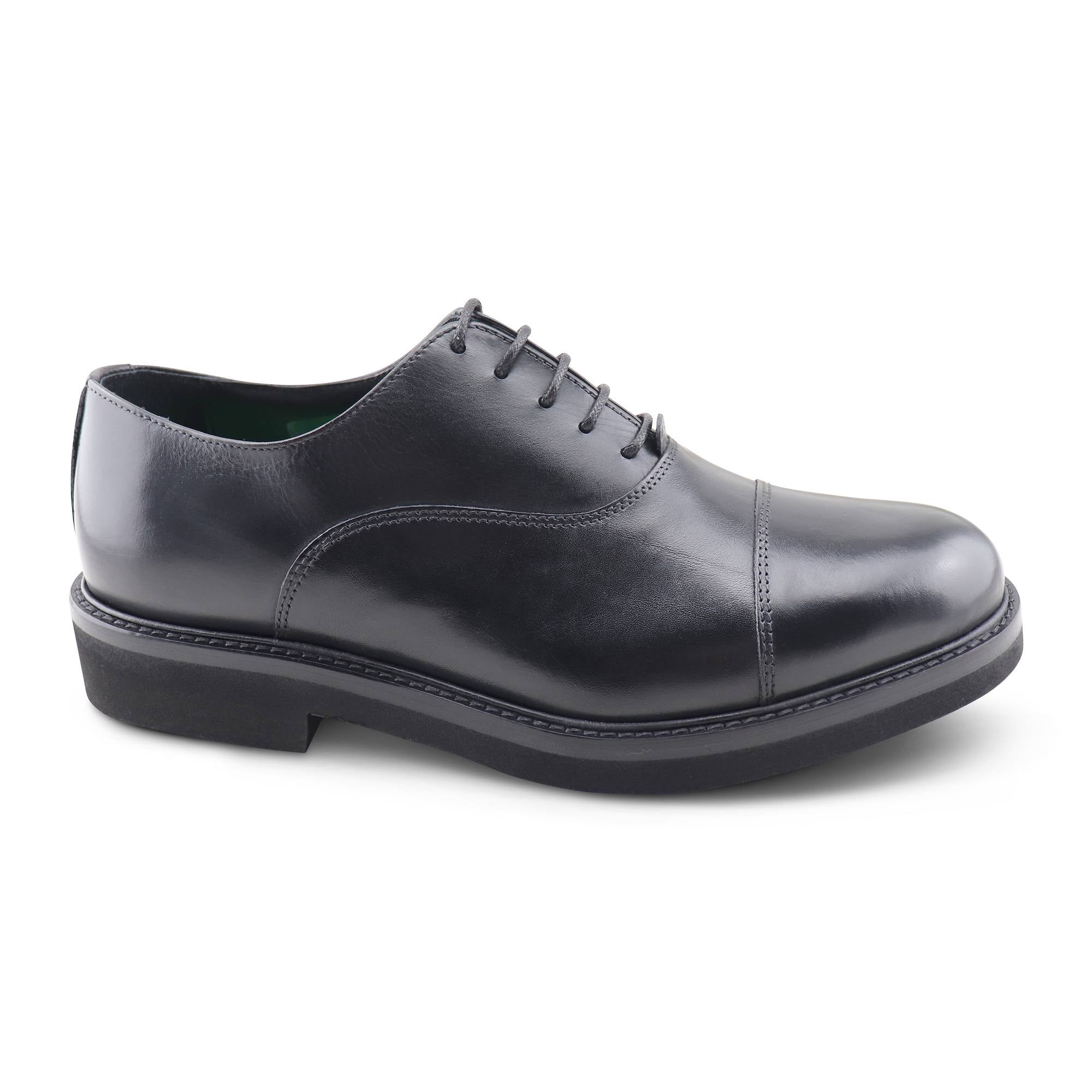Black leather brogues