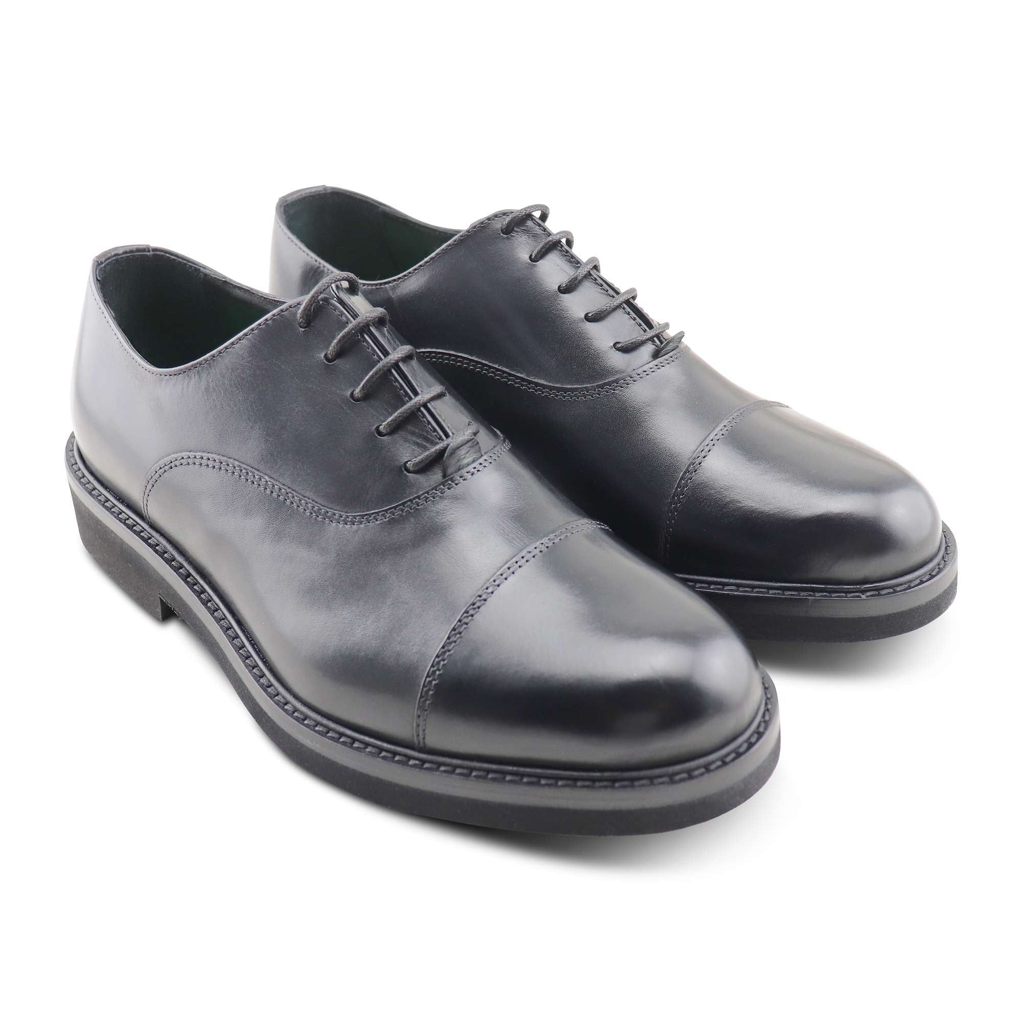 Black leather brogues