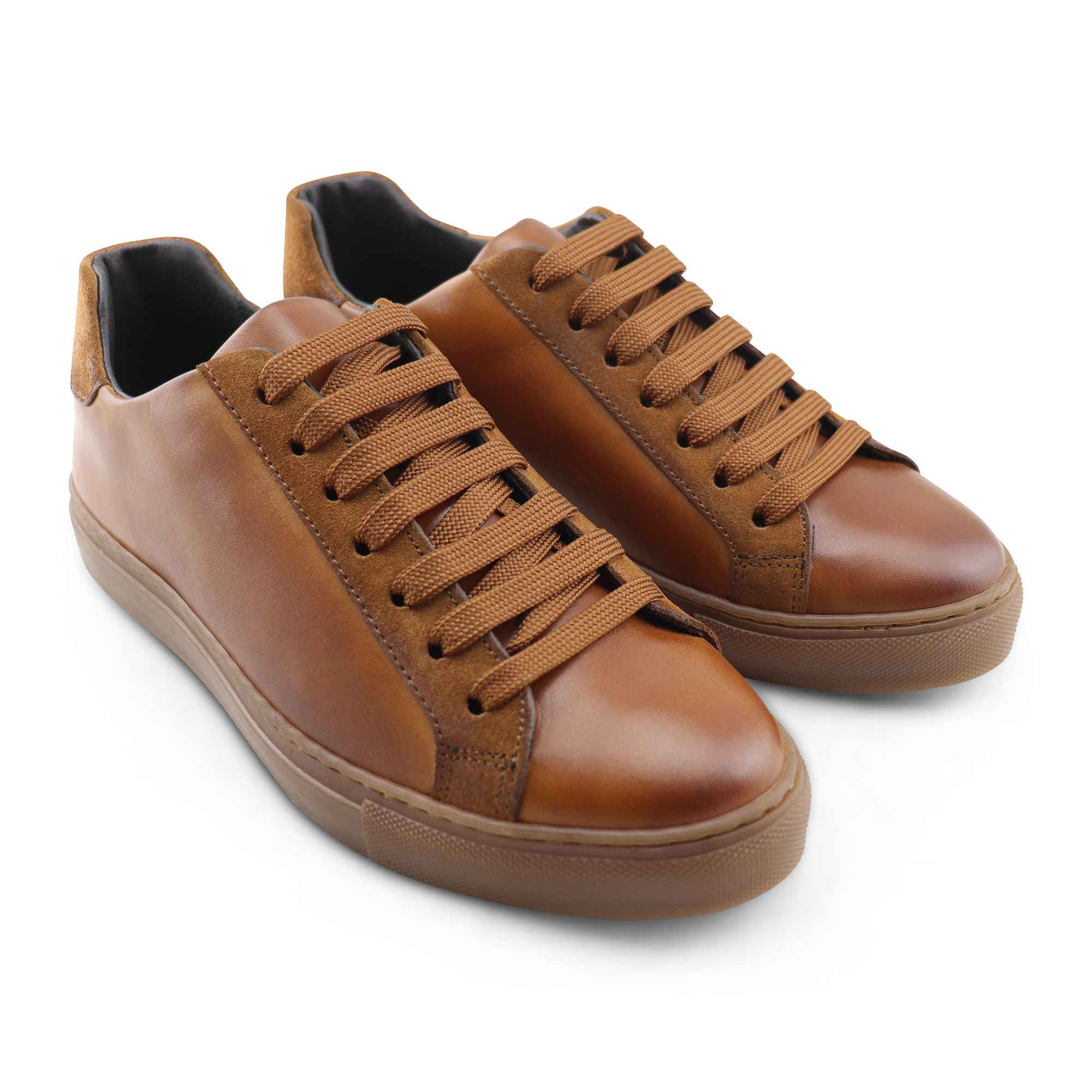 Leather and suede sneakers