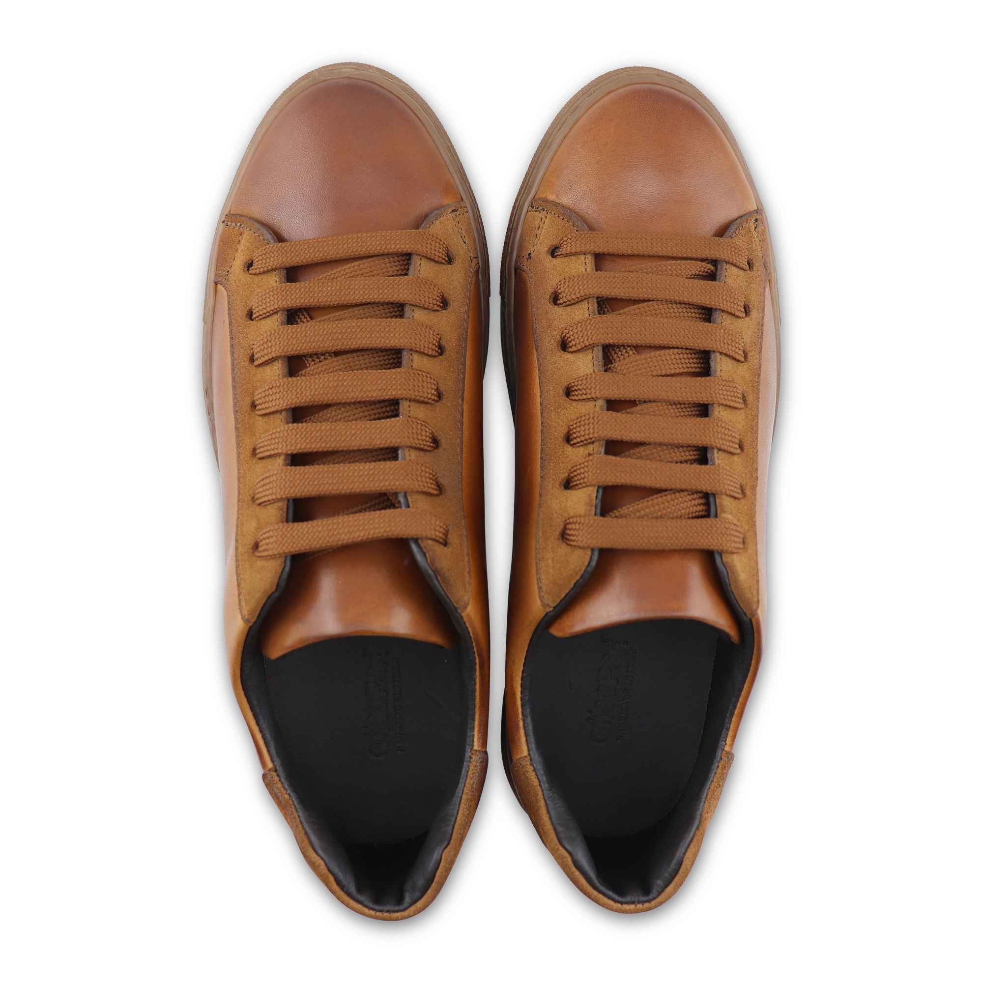 Sneakers in pelle e camoscio cuoio