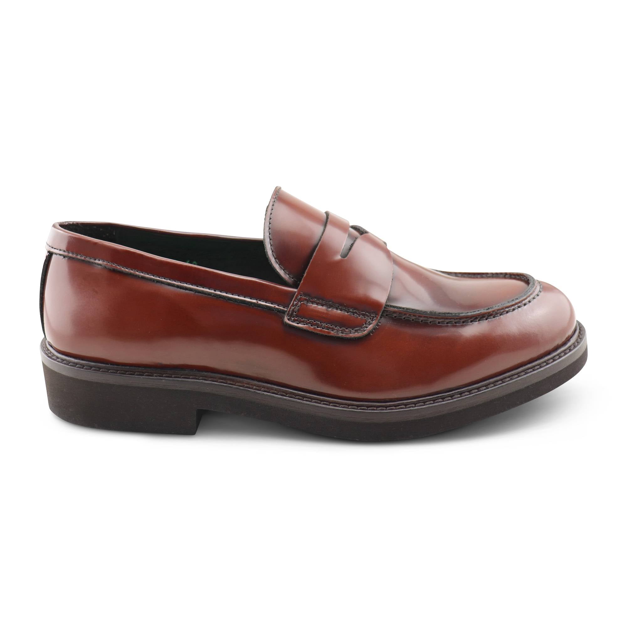 Mocassini cuoio in pelle spazzolata