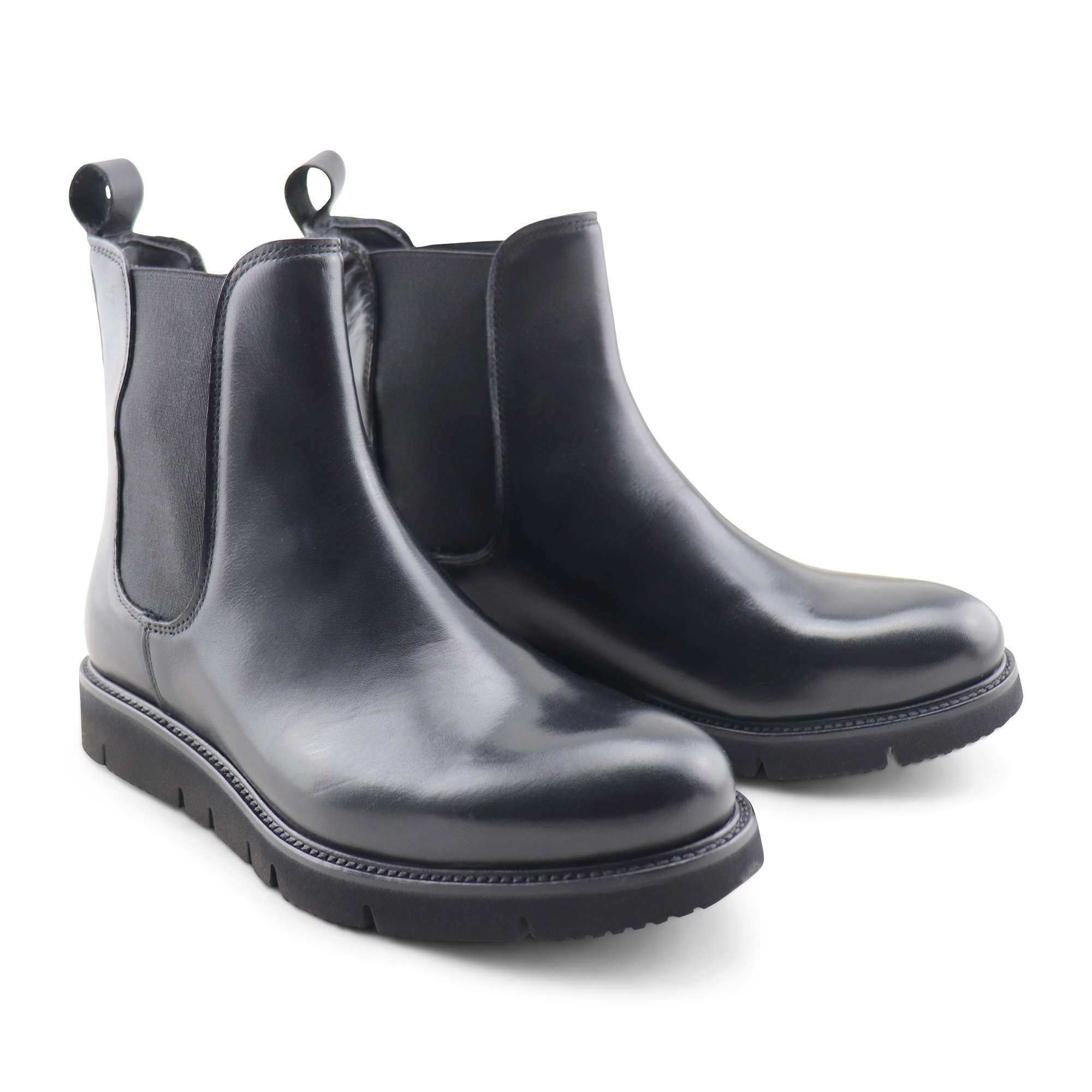 Black leather ankle boots