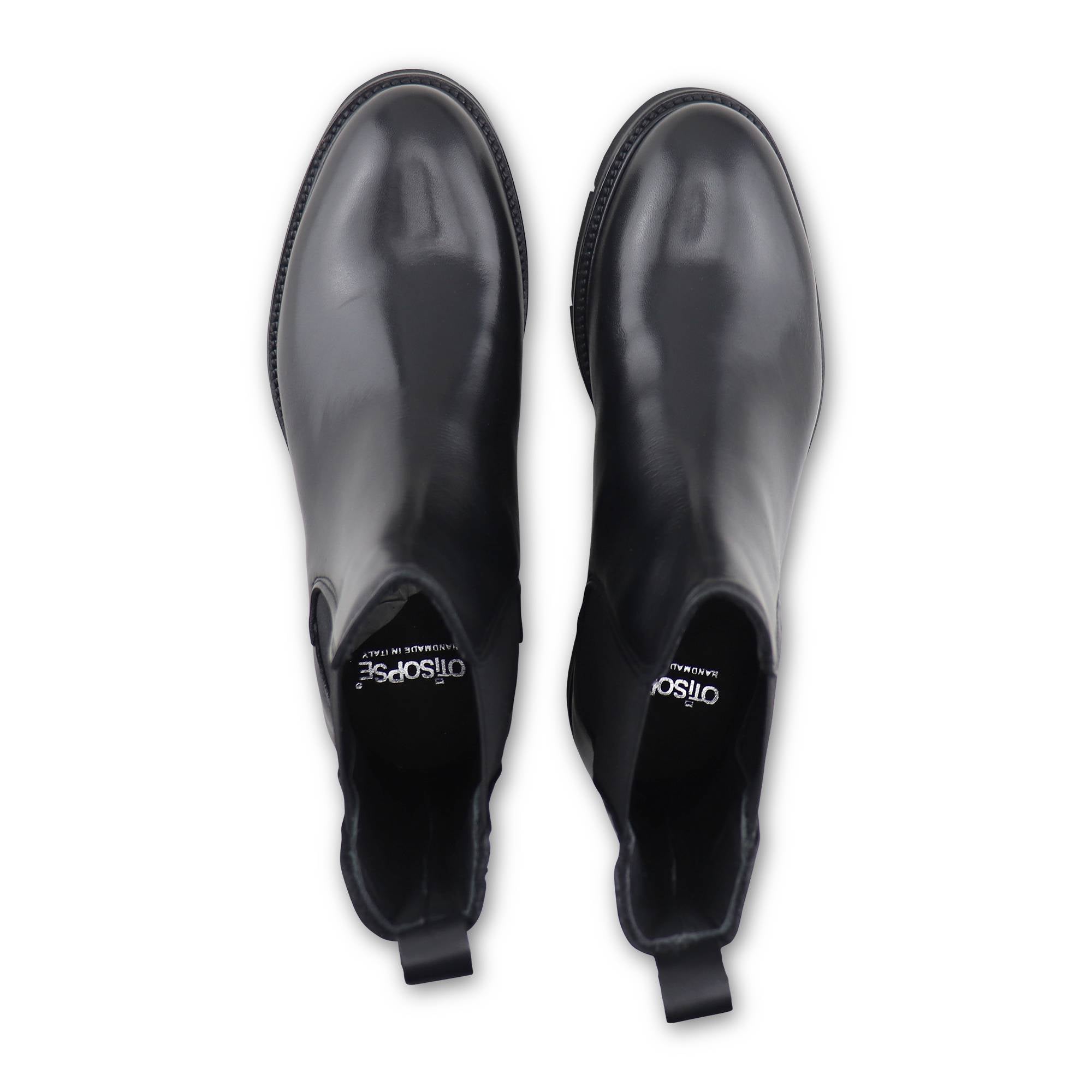 Black leather ankle boots