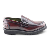 Burgundy brushed leather moccasins