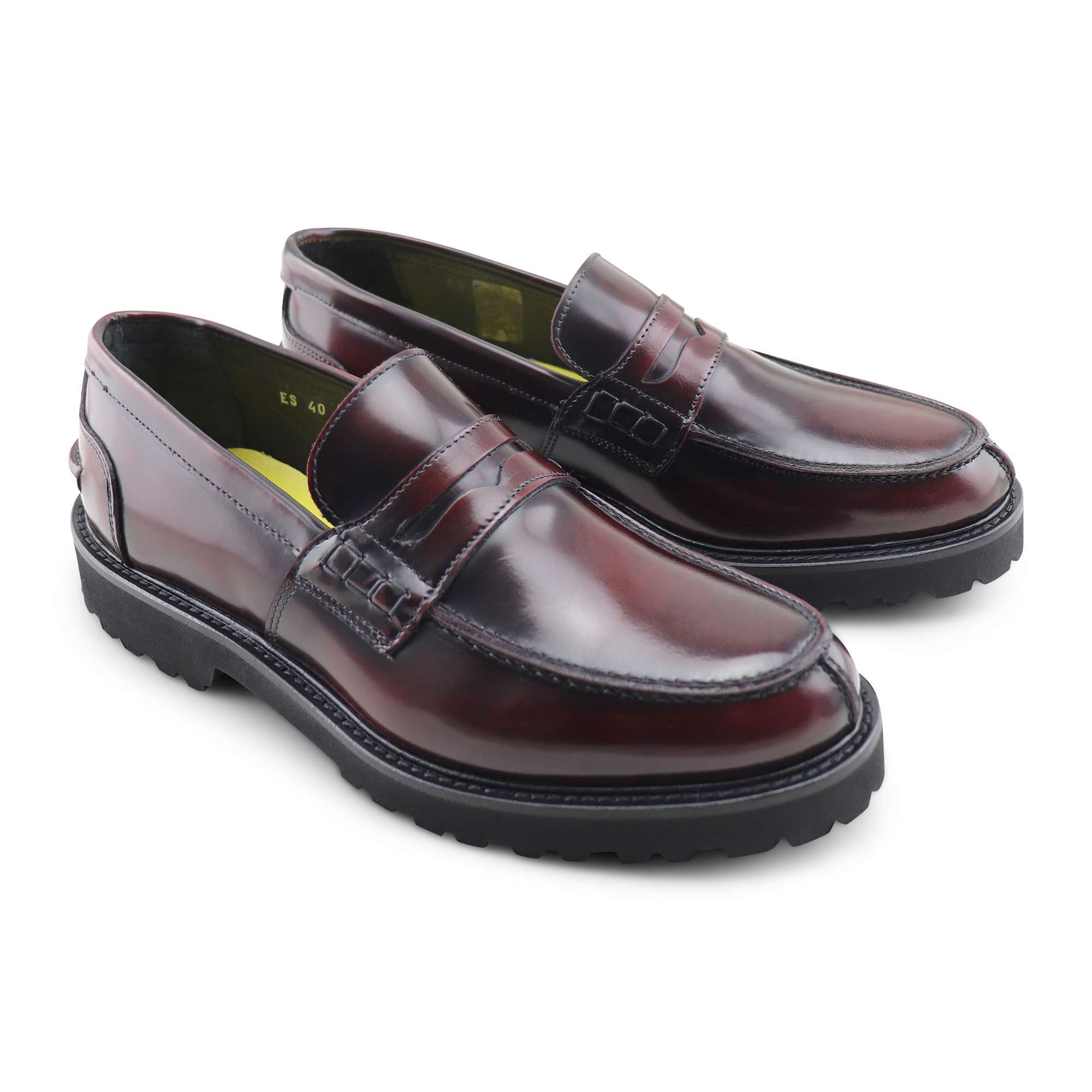 Mocassini bordeaux in pelle spazzolata