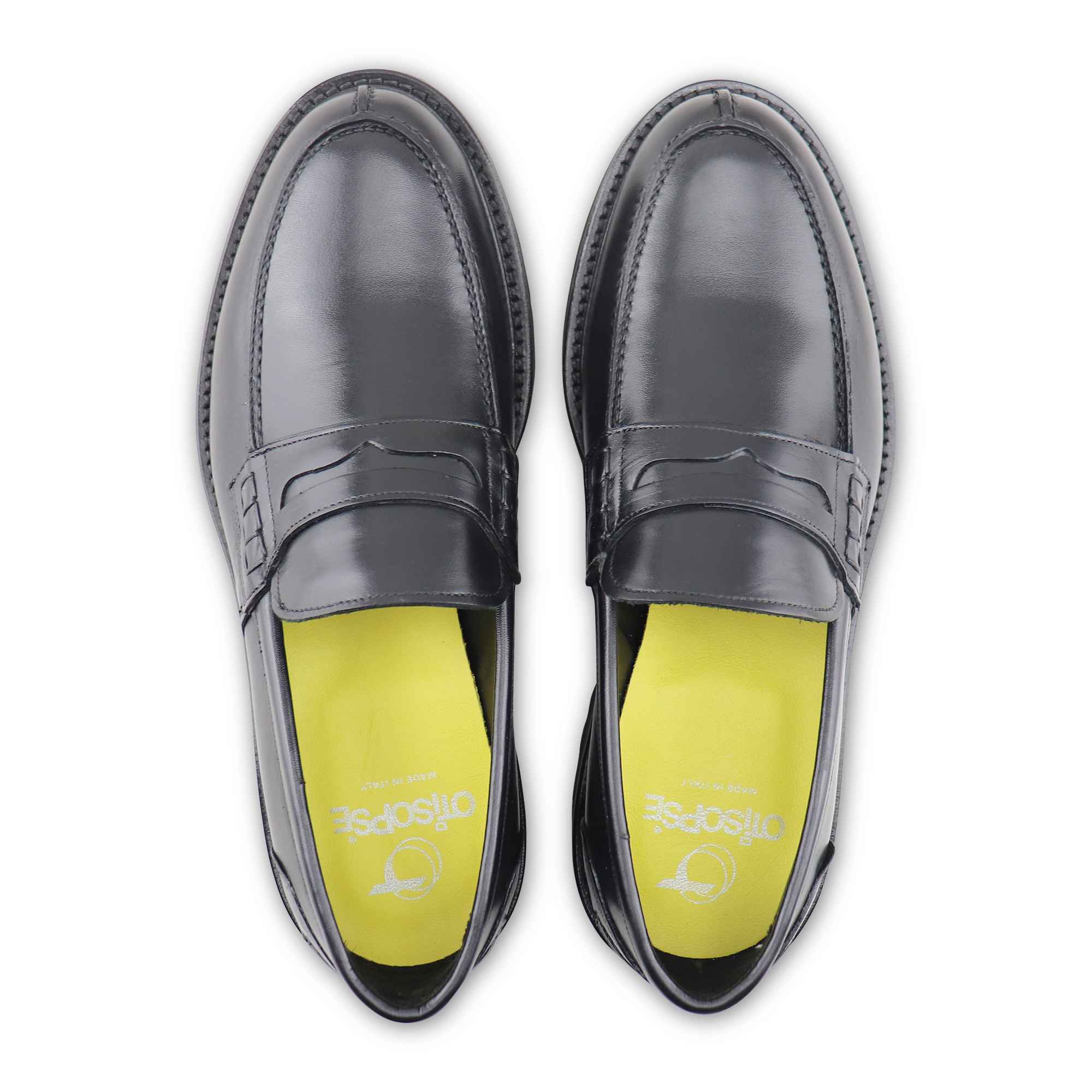Black leather loafers