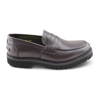 Dark brown leather moccasins