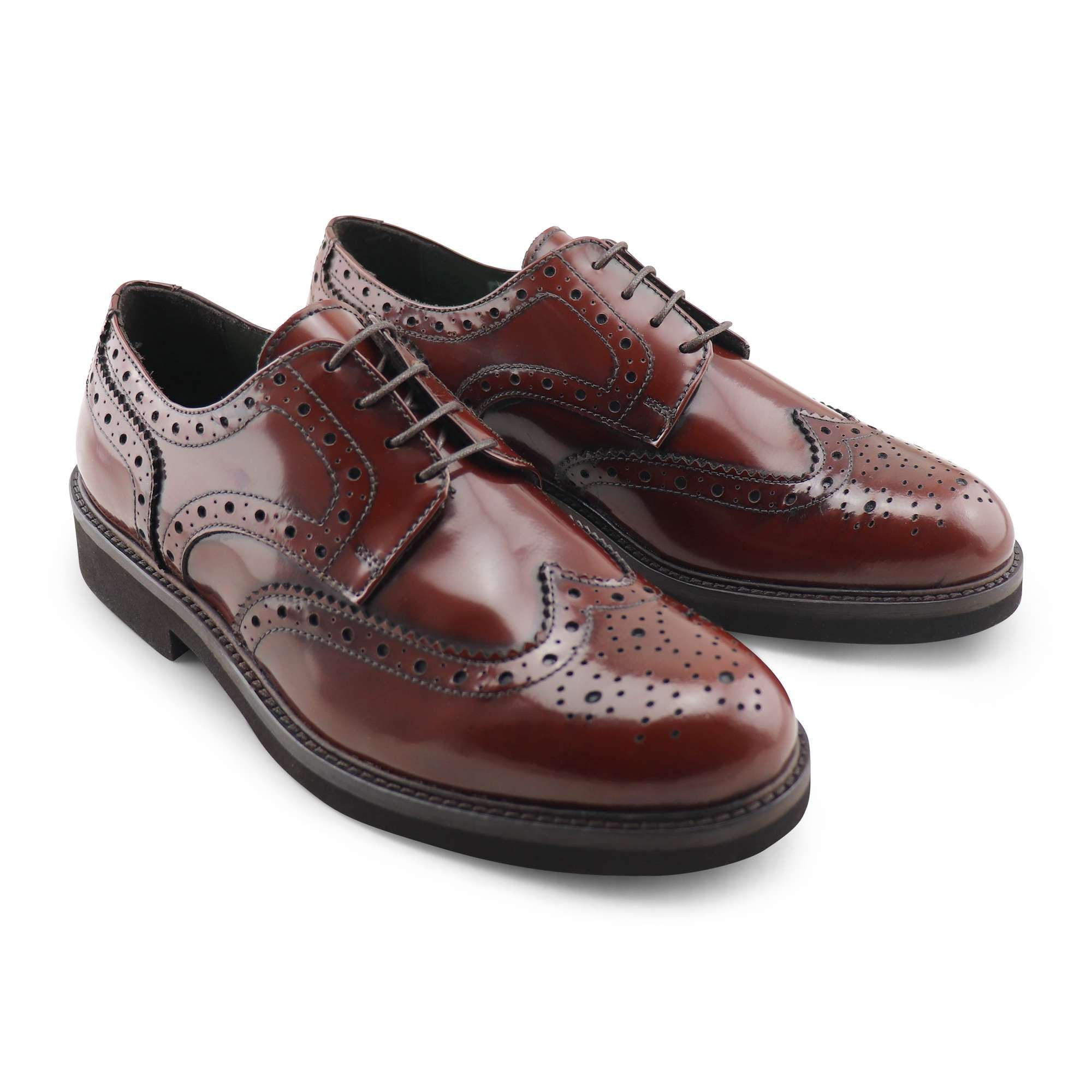 Derby cuoio in pelle spazzolata