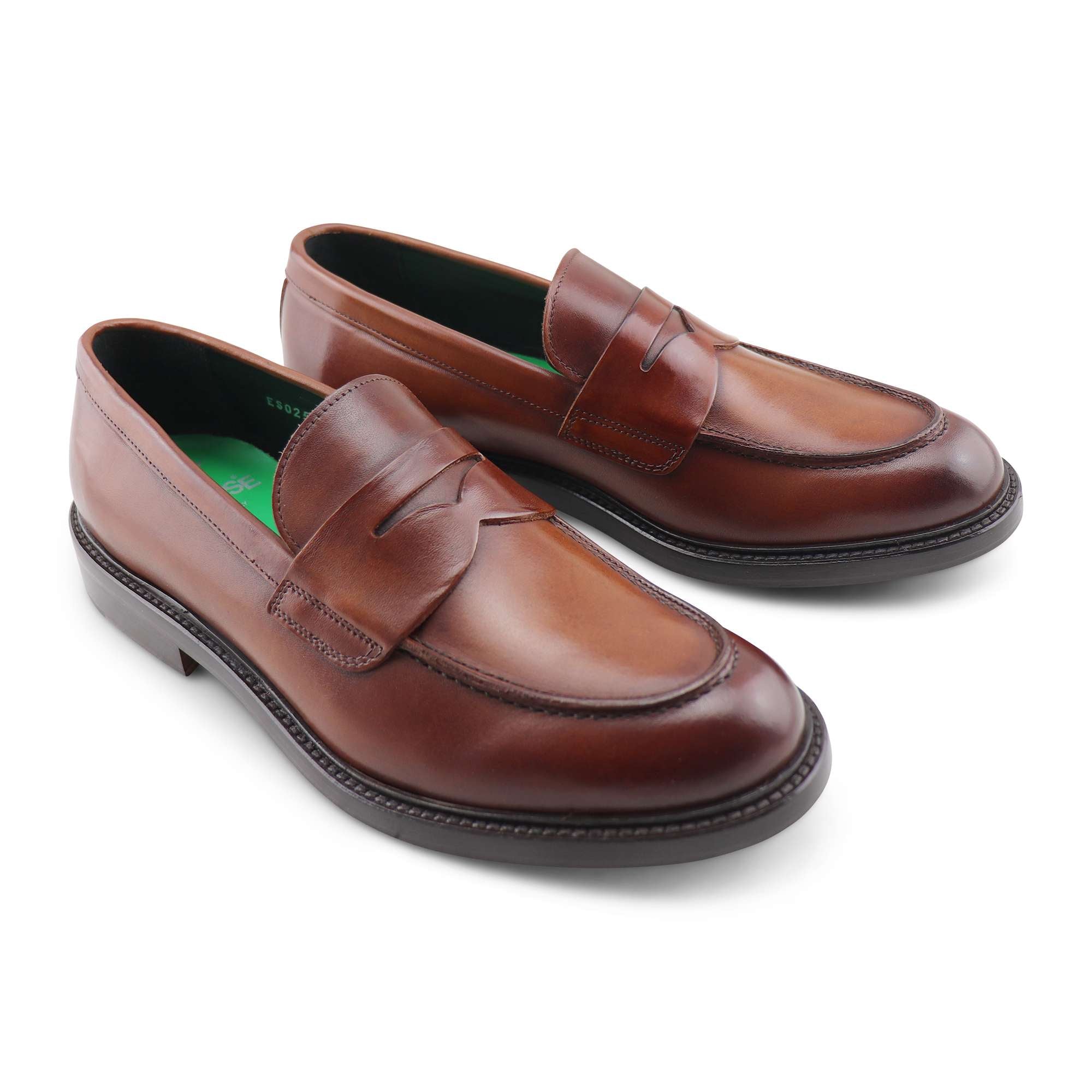 Mocassini tan in pelle