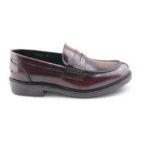 Burgundy brushed leather moccasins