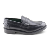 Black leather loafers