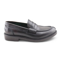 Dark brown leather moccasins