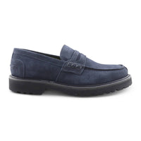Blue suede loafers