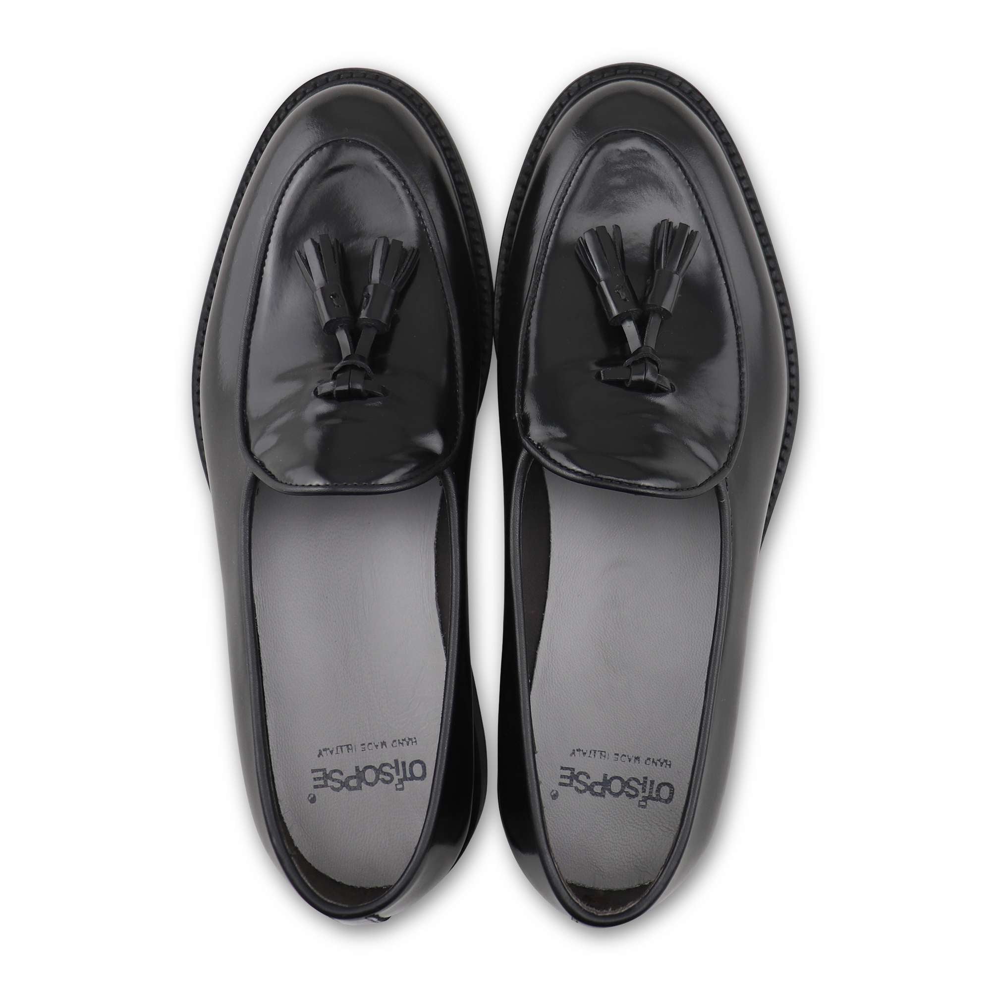 Tassel nero in pelle spazzolata