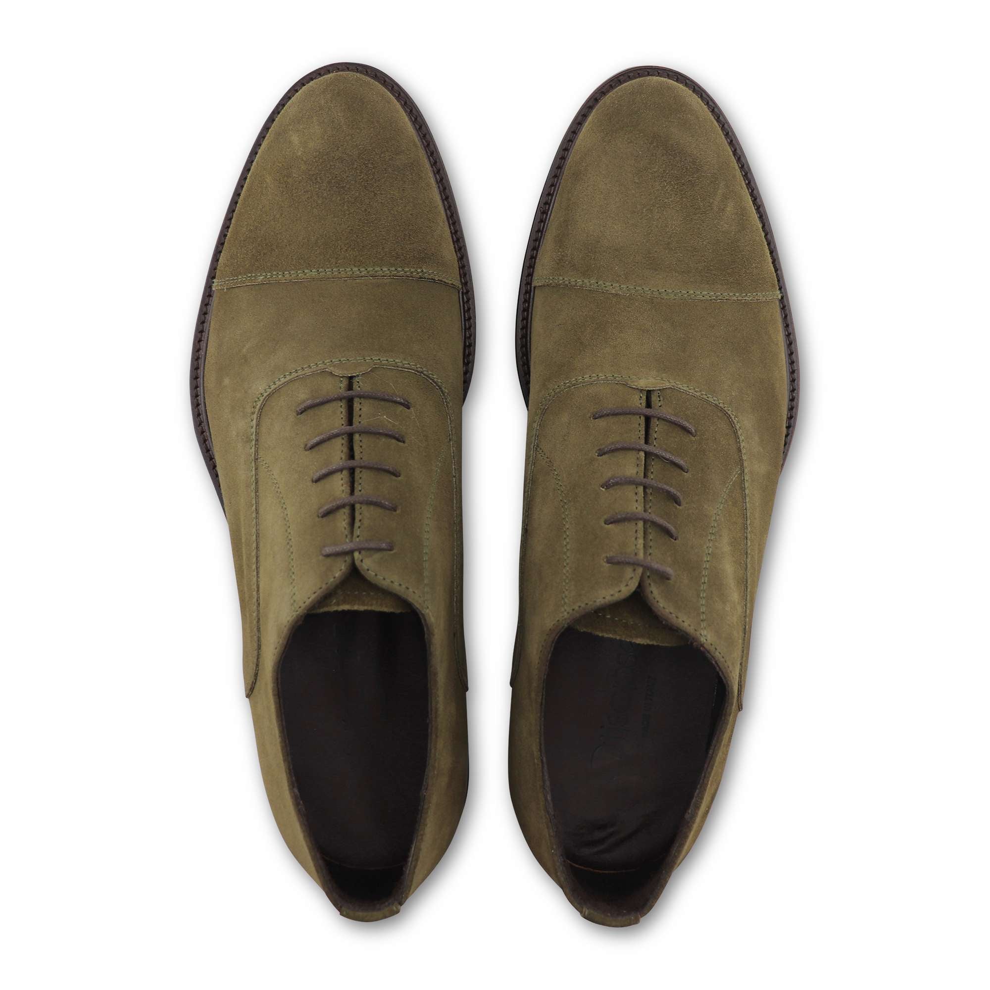 Green suede Oxfords