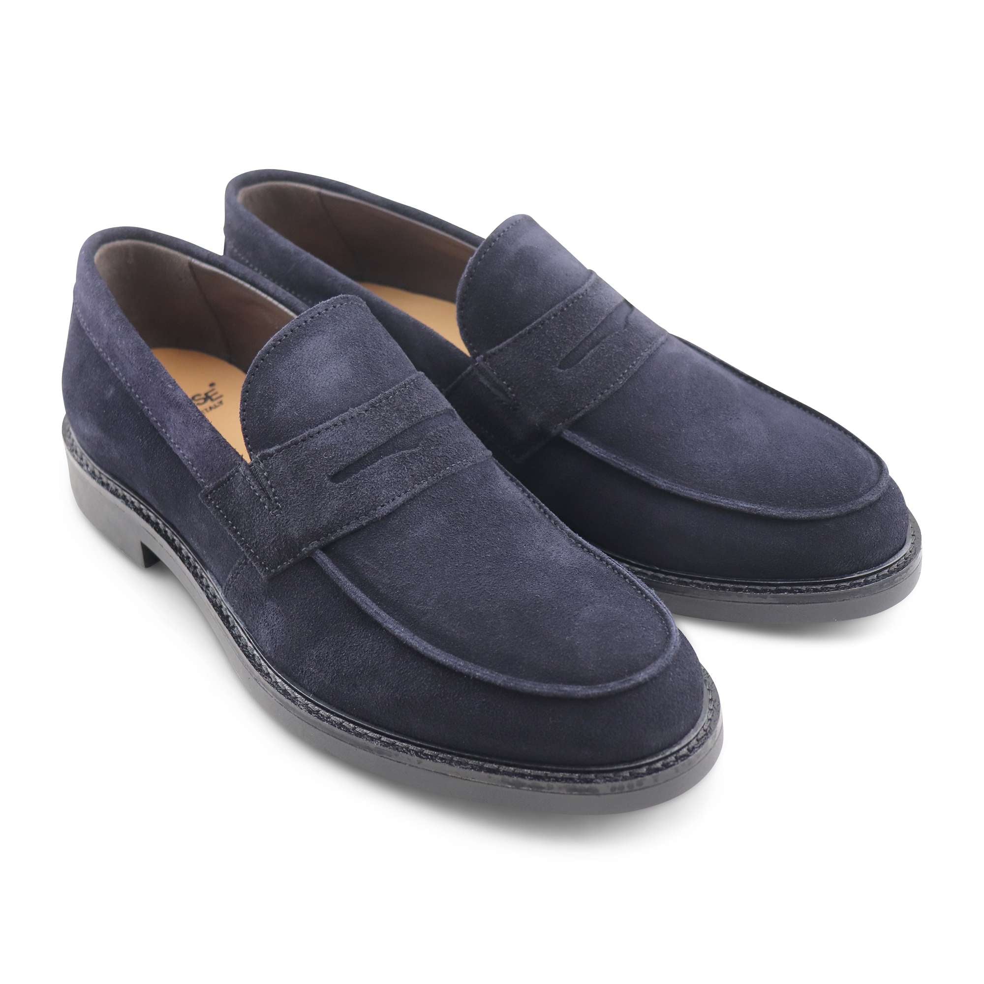 Mocassini blu in camoscio