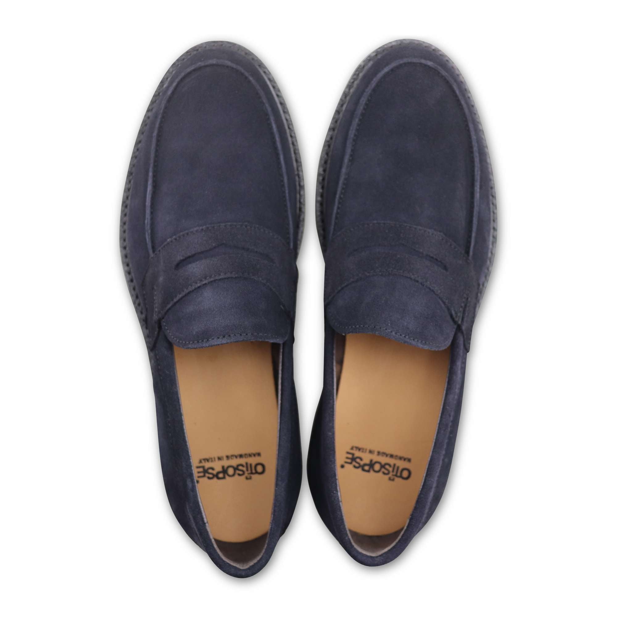 Mocassini blu in camoscio