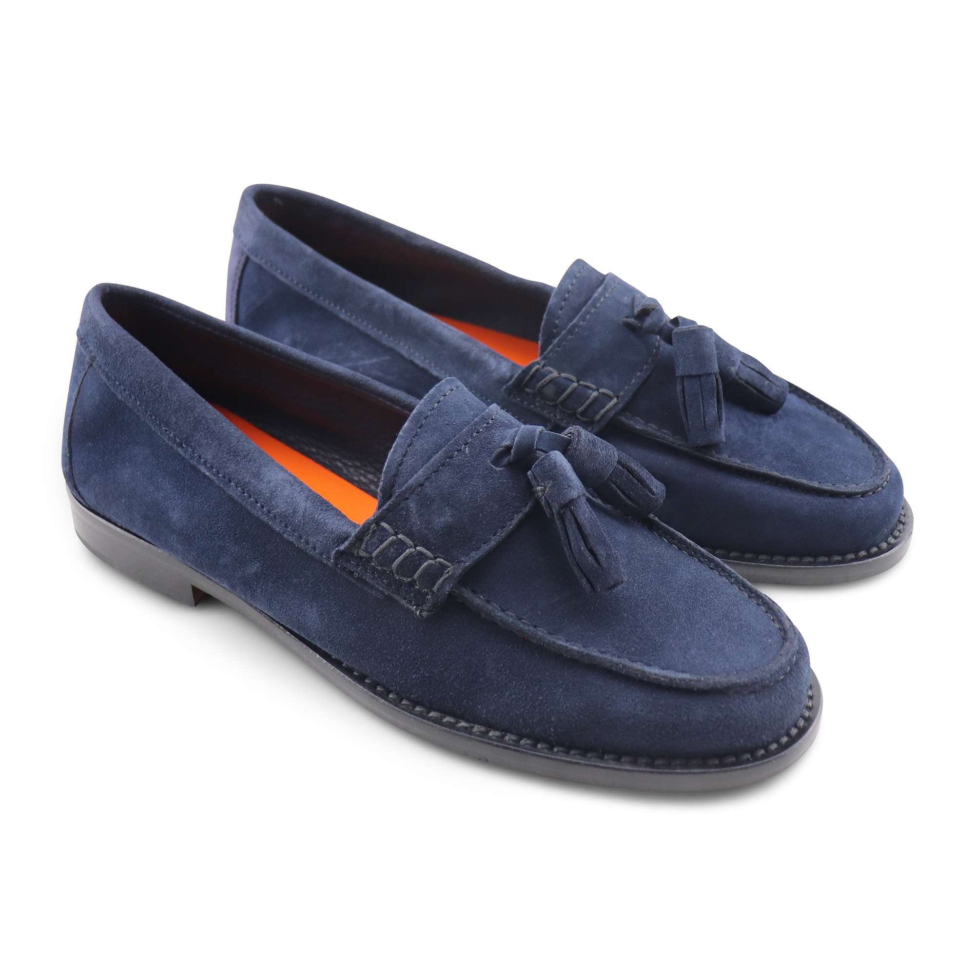 Mocassini blu in camoscio