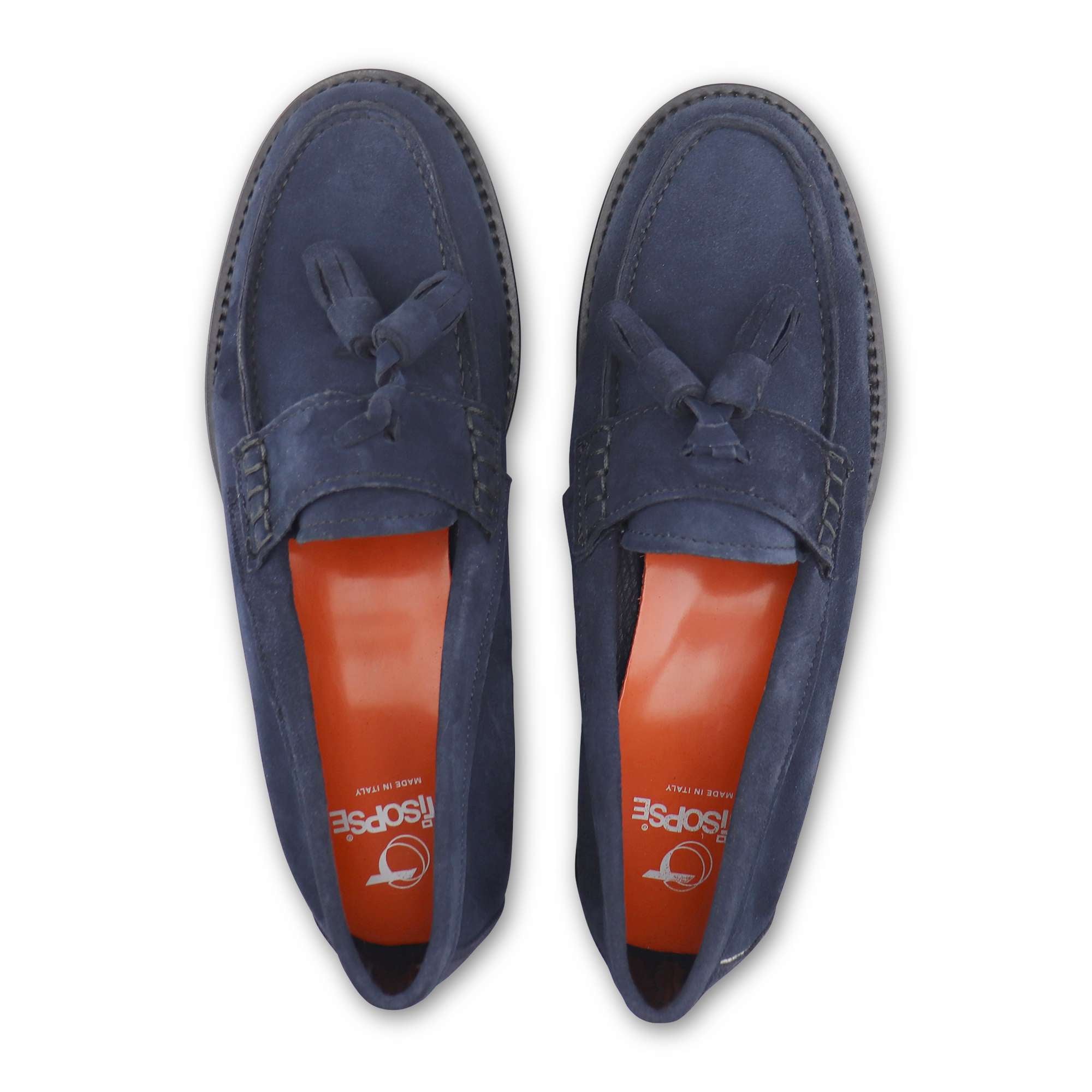 Mocassini blu in camoscio