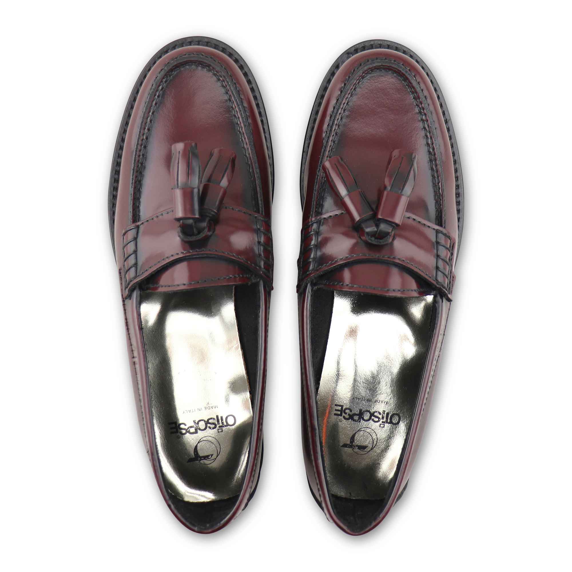 Mocassini bordeaux in pelle spazzolata