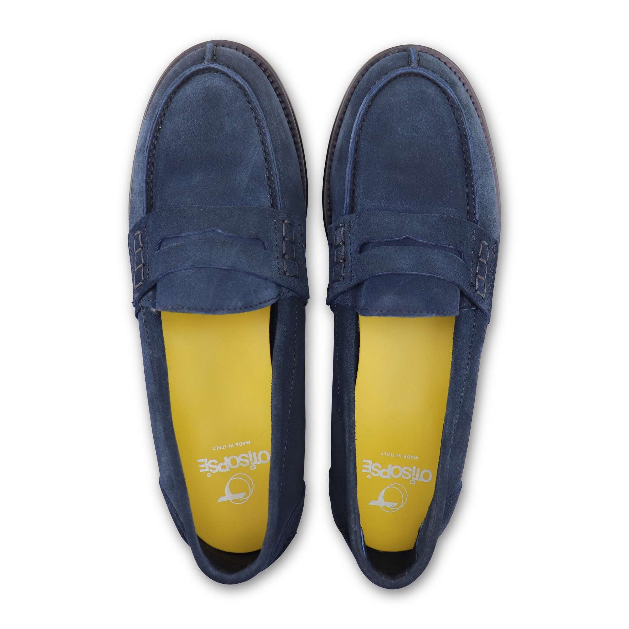 Mocassini blu in camoscio