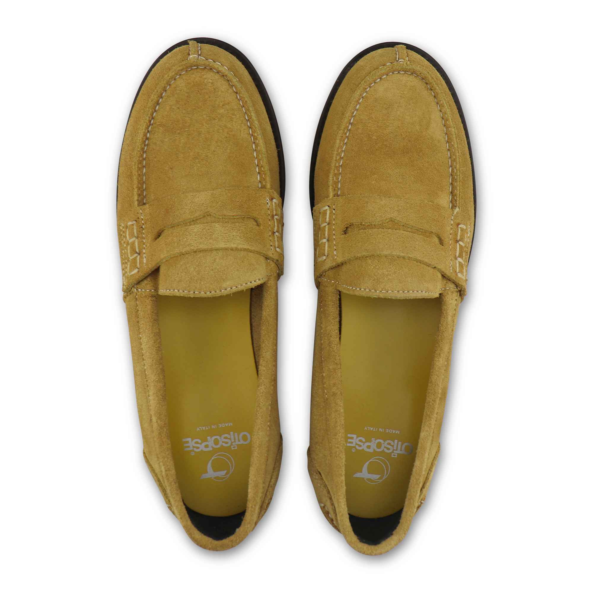 Mocassini senape in camoscio