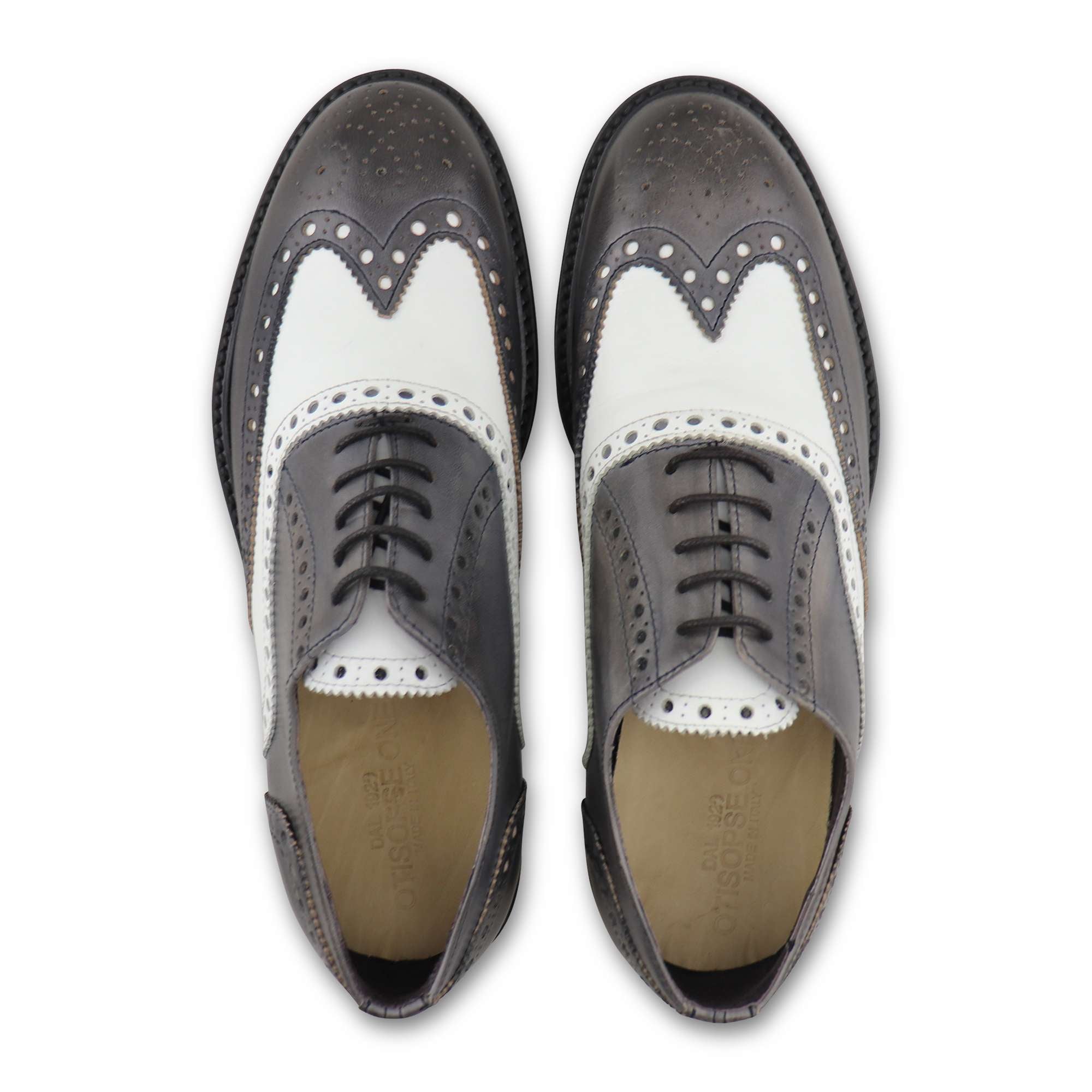 Francesine in pelle grigia e bianca