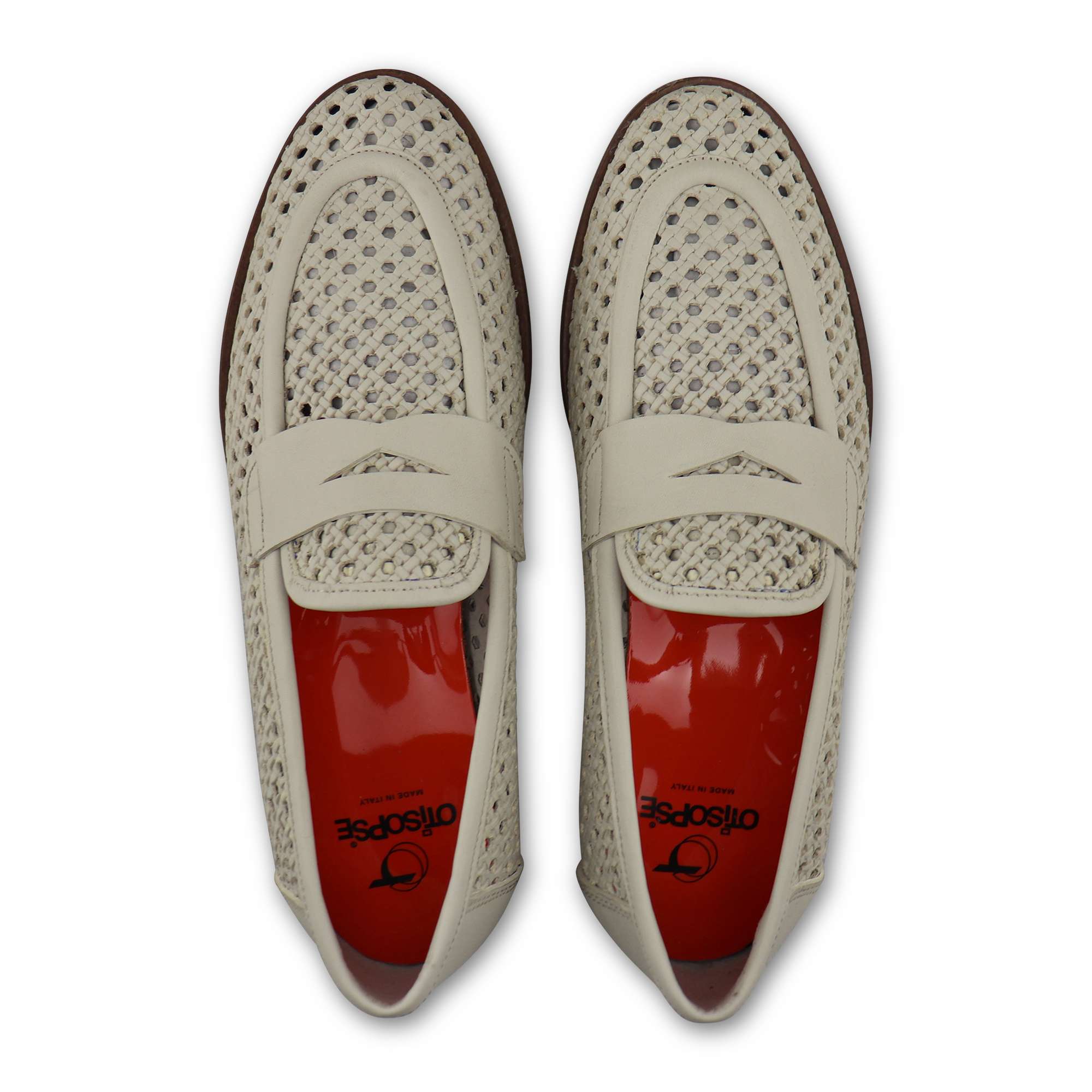 Mocassini bianchi in pelle forata