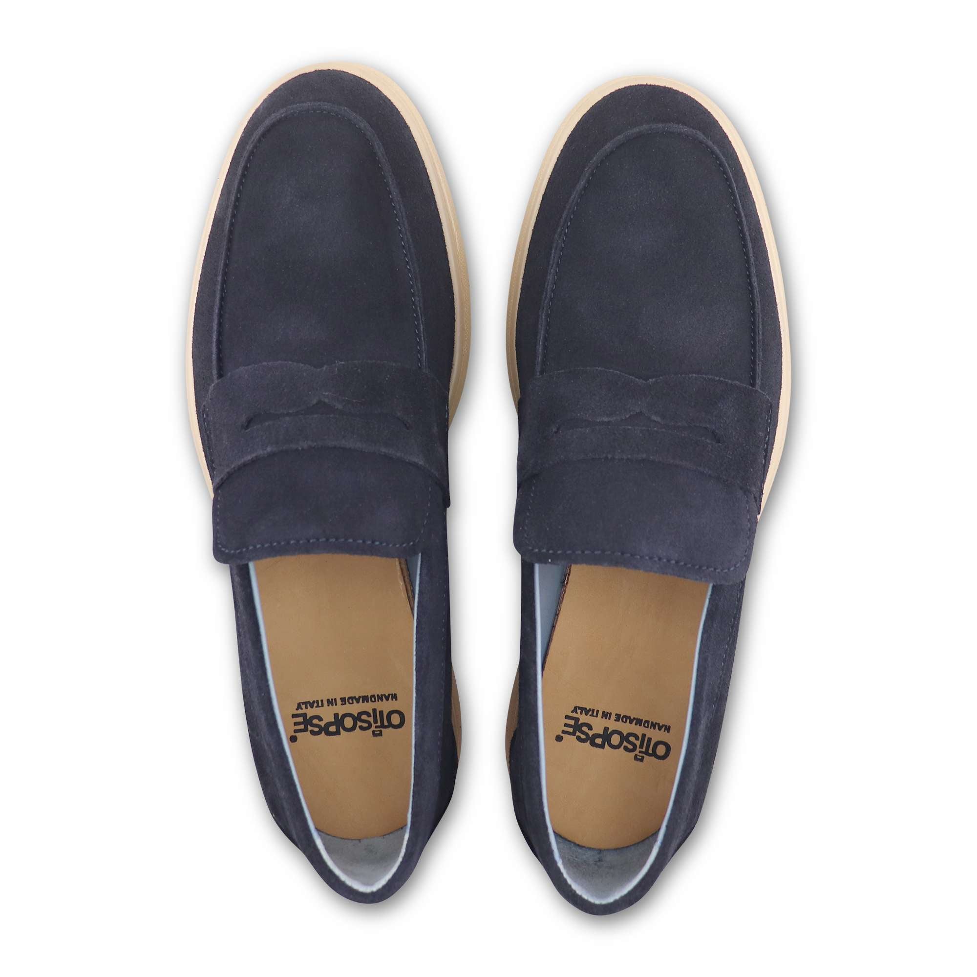 Mocassini blu in camoscio