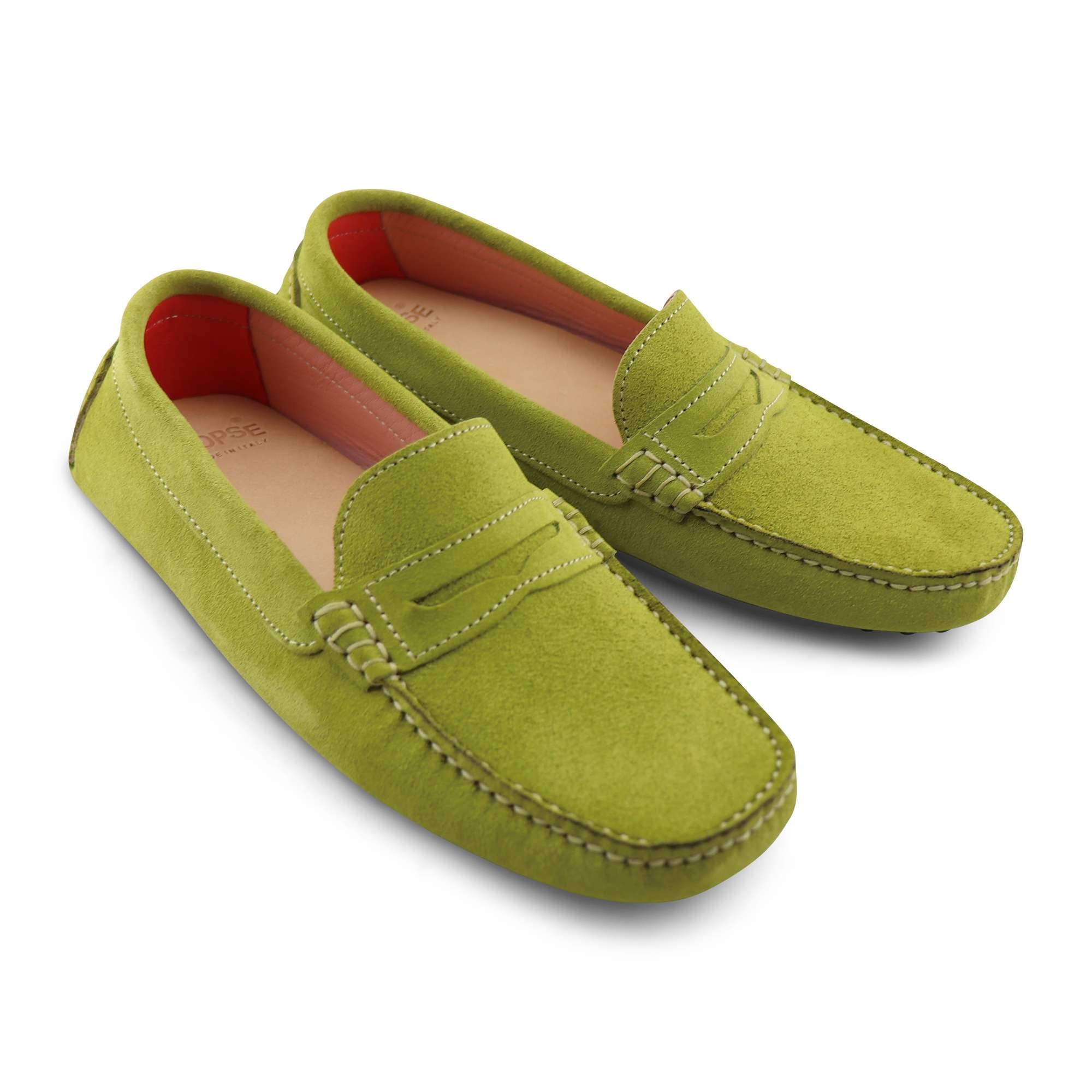 Gommini in camoscio verde