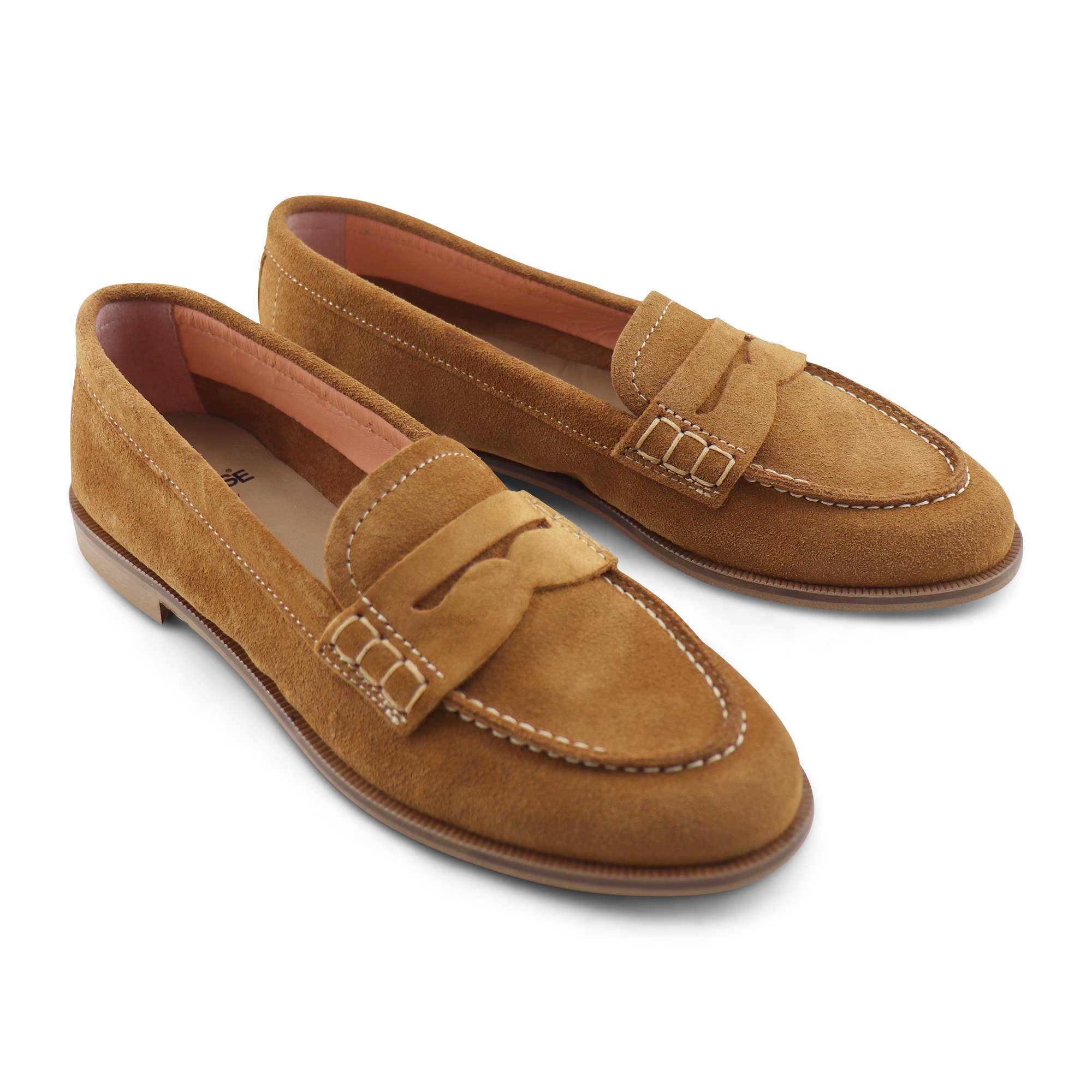 Mocassini cuoio in camoscio