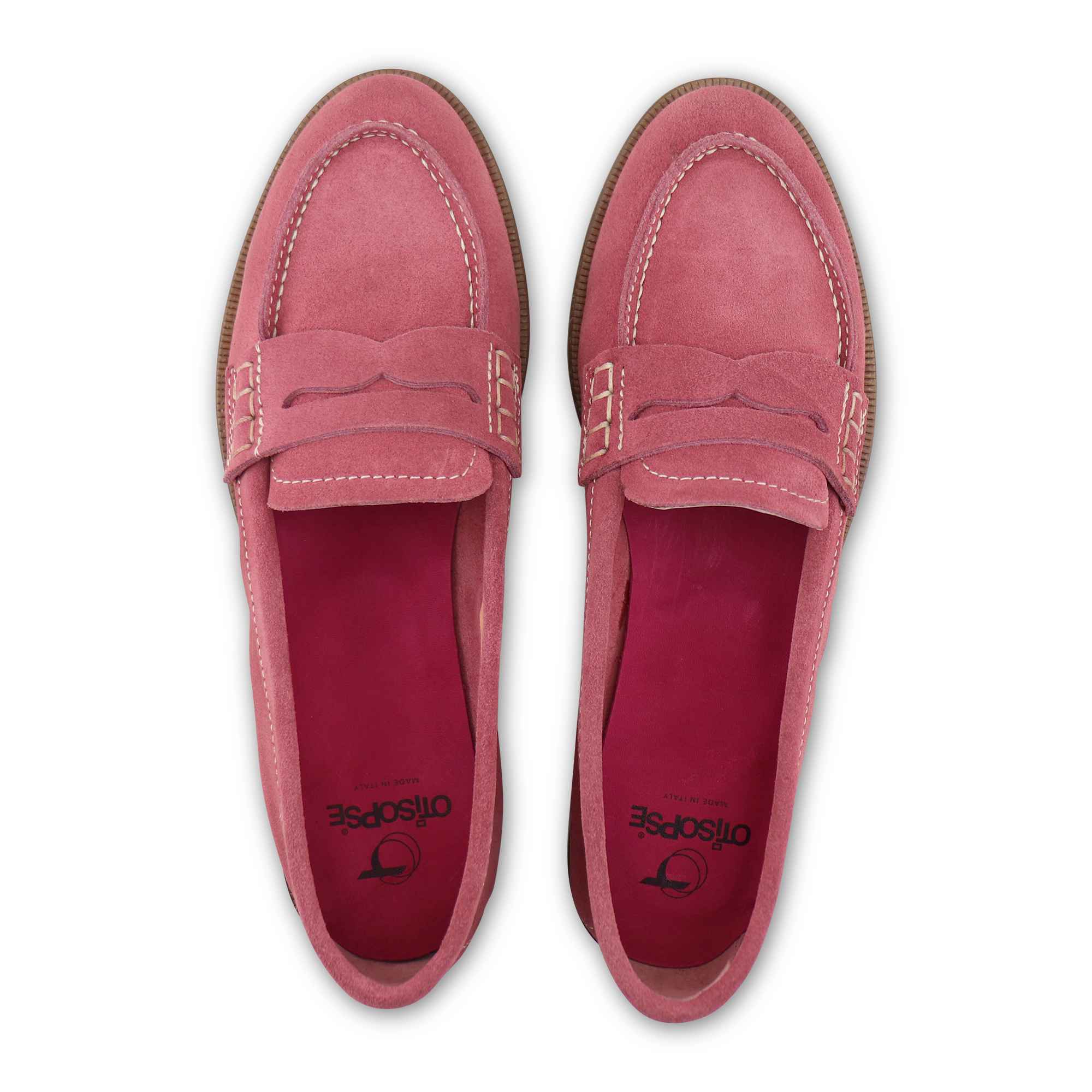 Mocassini rosa in camoscio