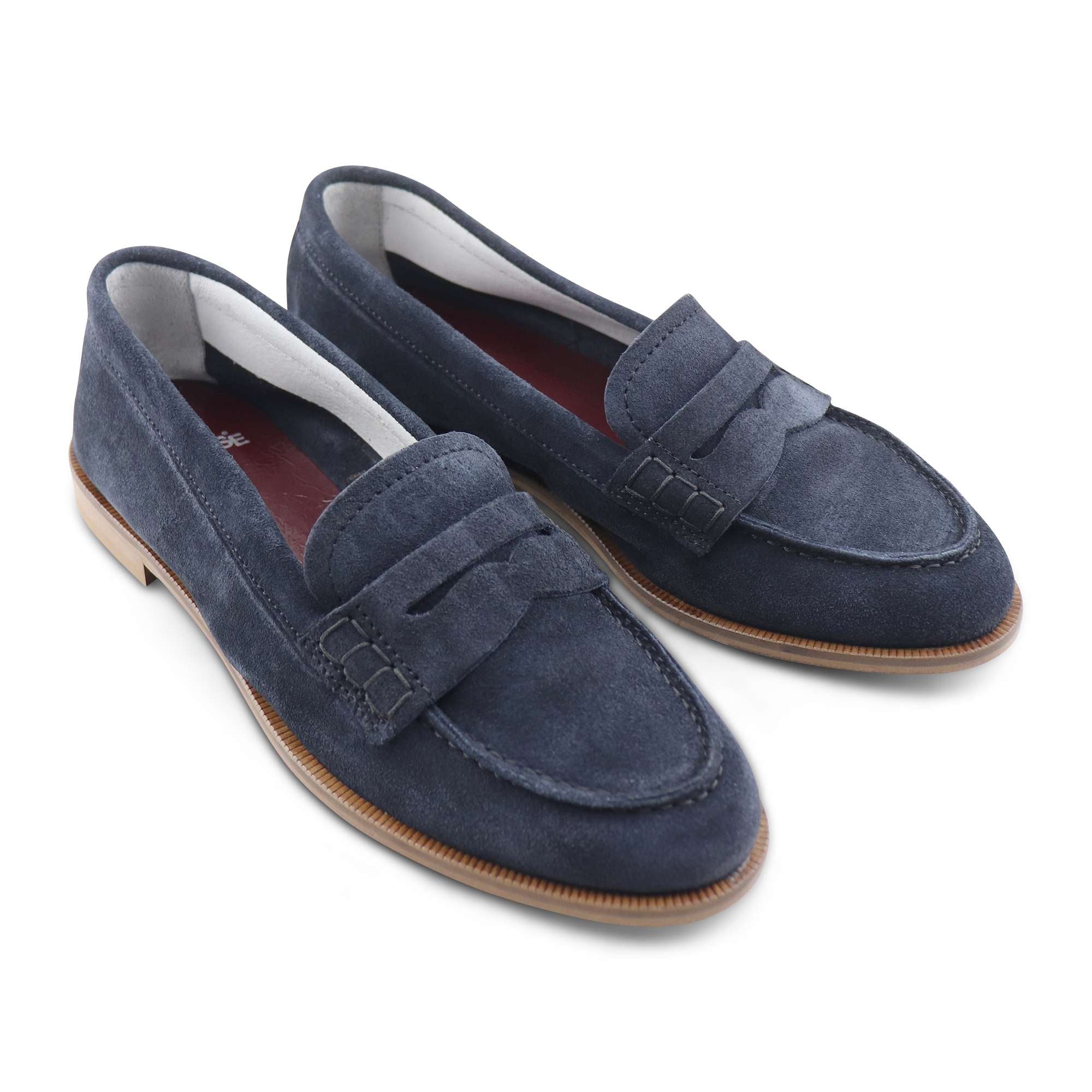 Mocassini blu in camoscio