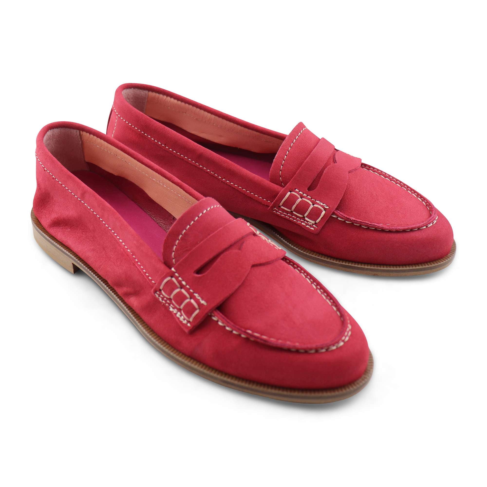 Mocassini fuxia in camoscio
