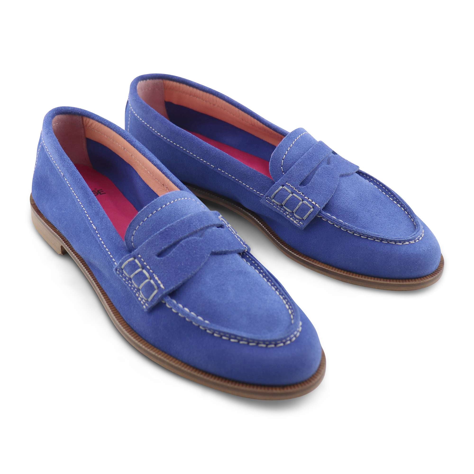 Mocassini cobalto in camoscio