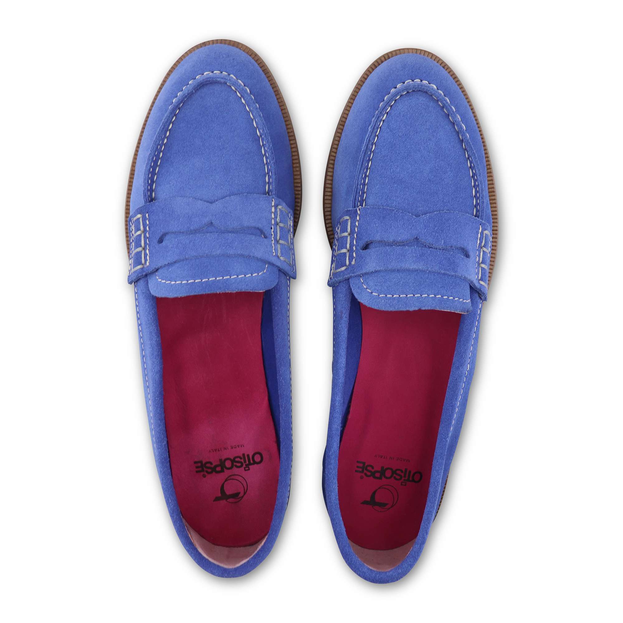 Mocassini cobalto in camoscio