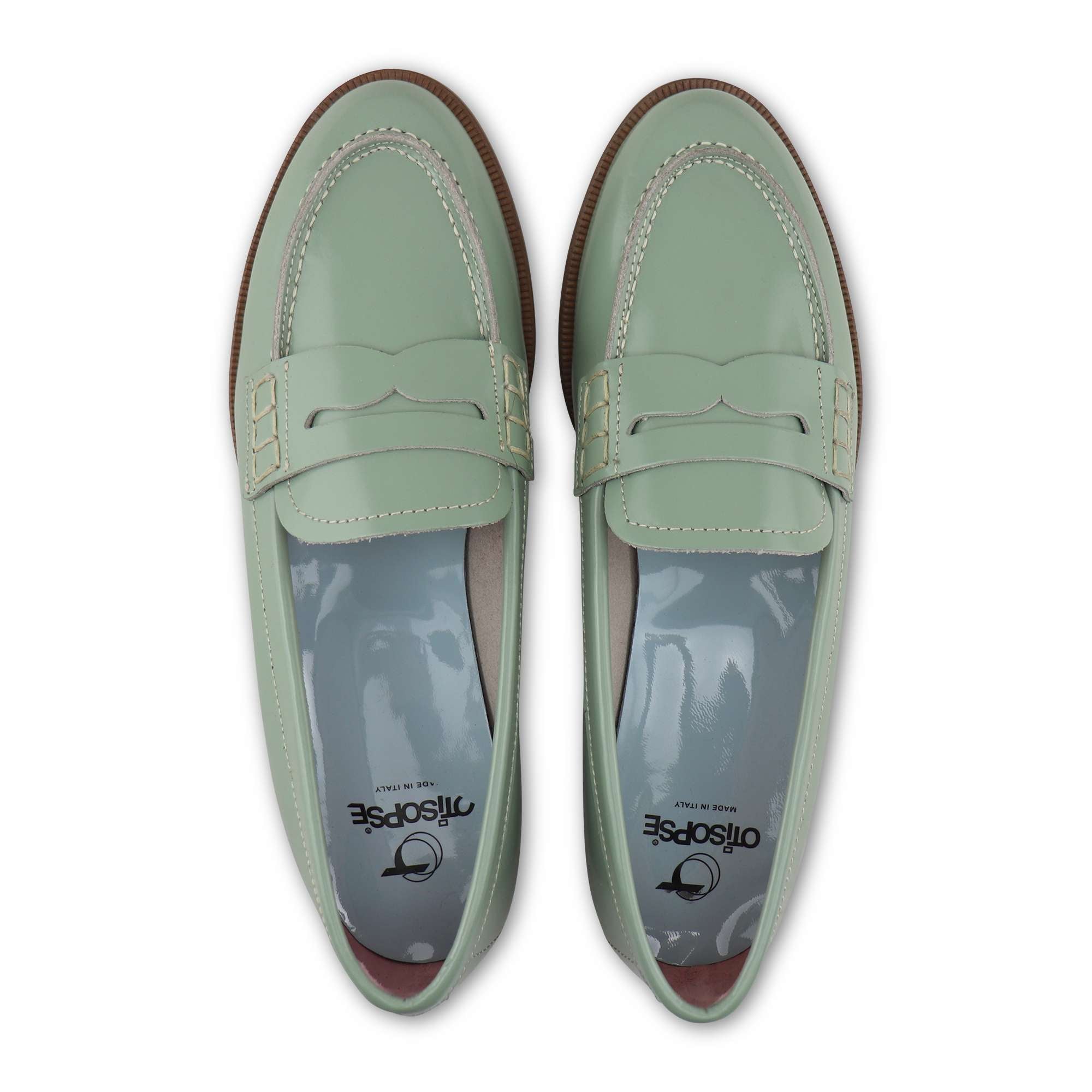 Mocassini verdi in pelle spazzolata