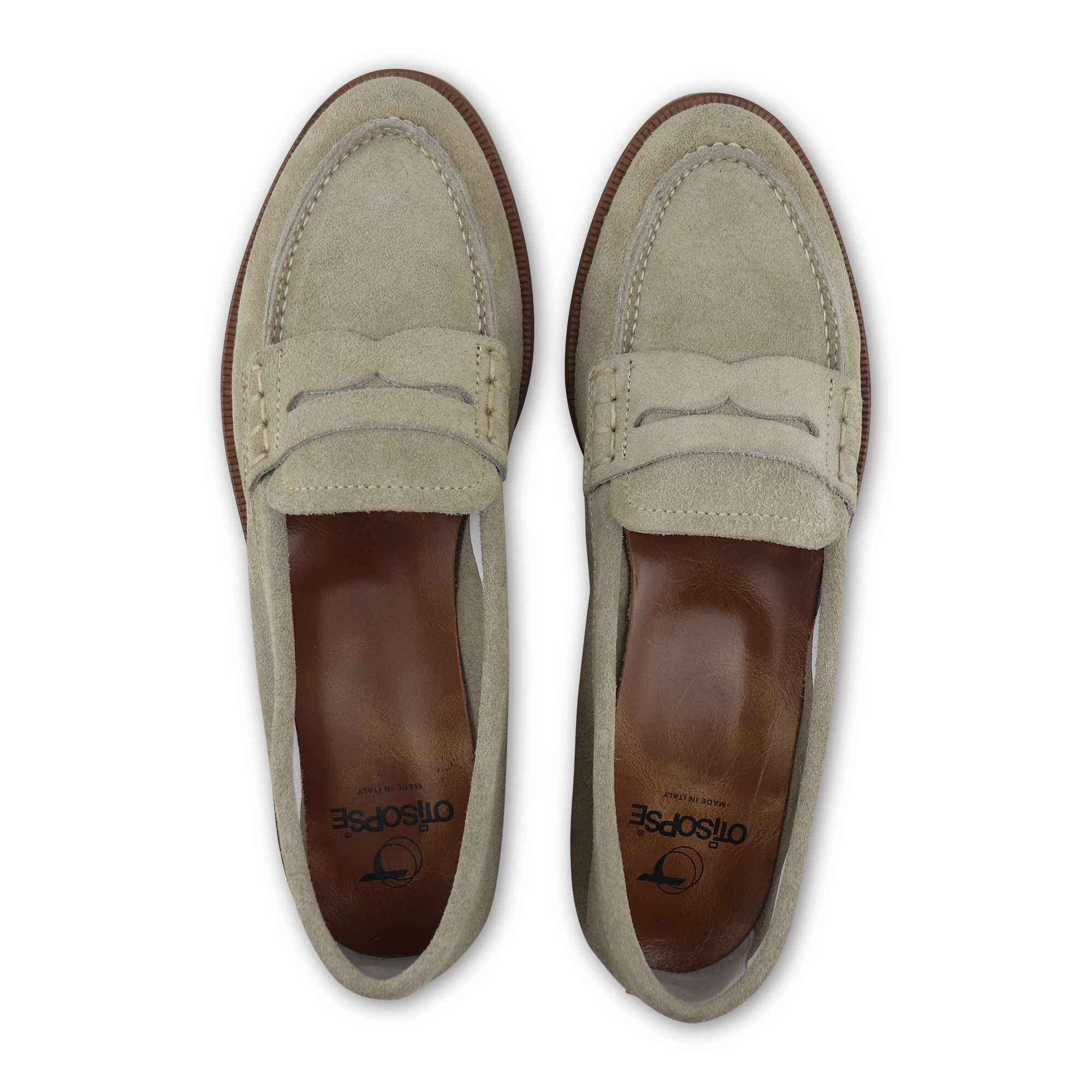 Mocassini beige in camoscio