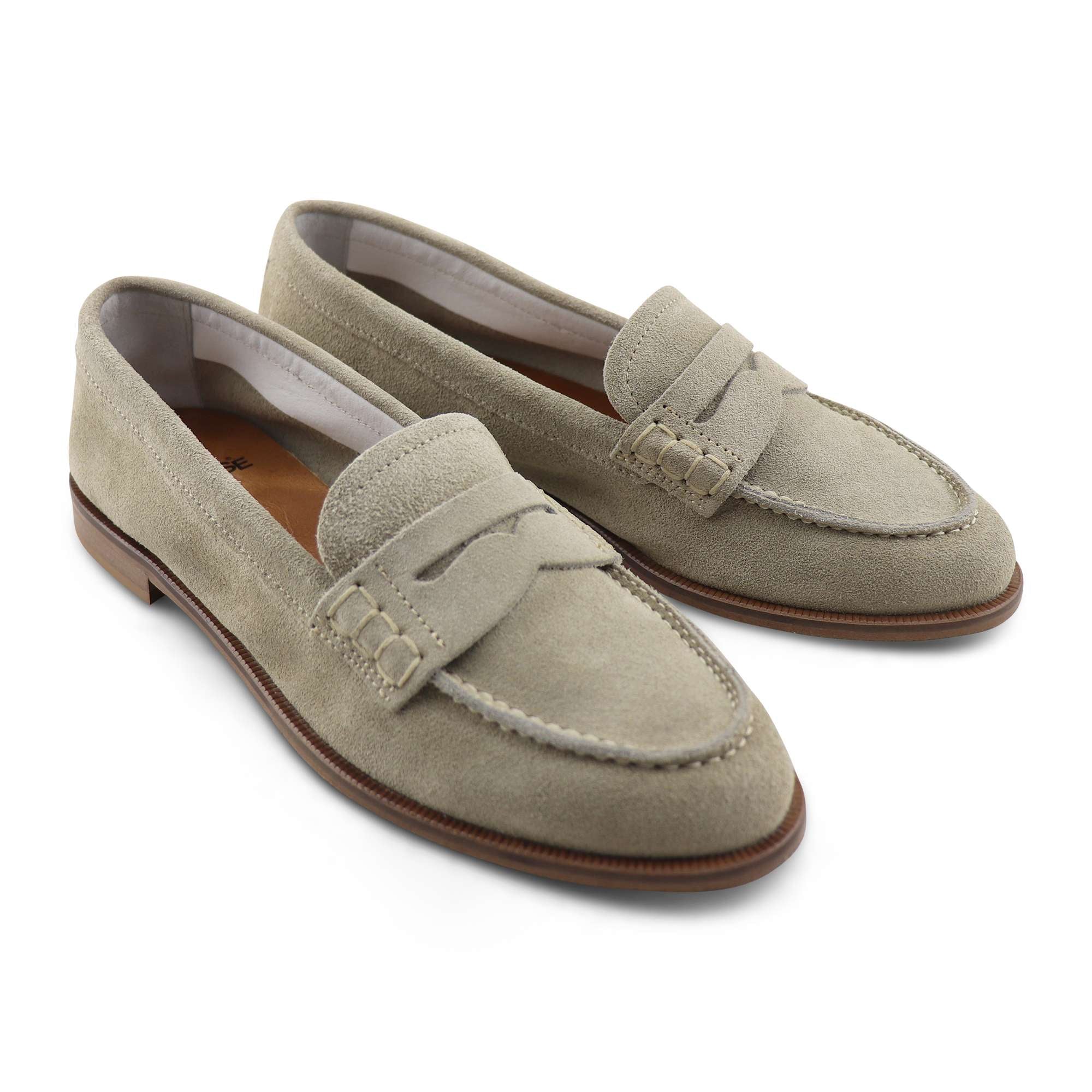 Mocassini beige in camoscio