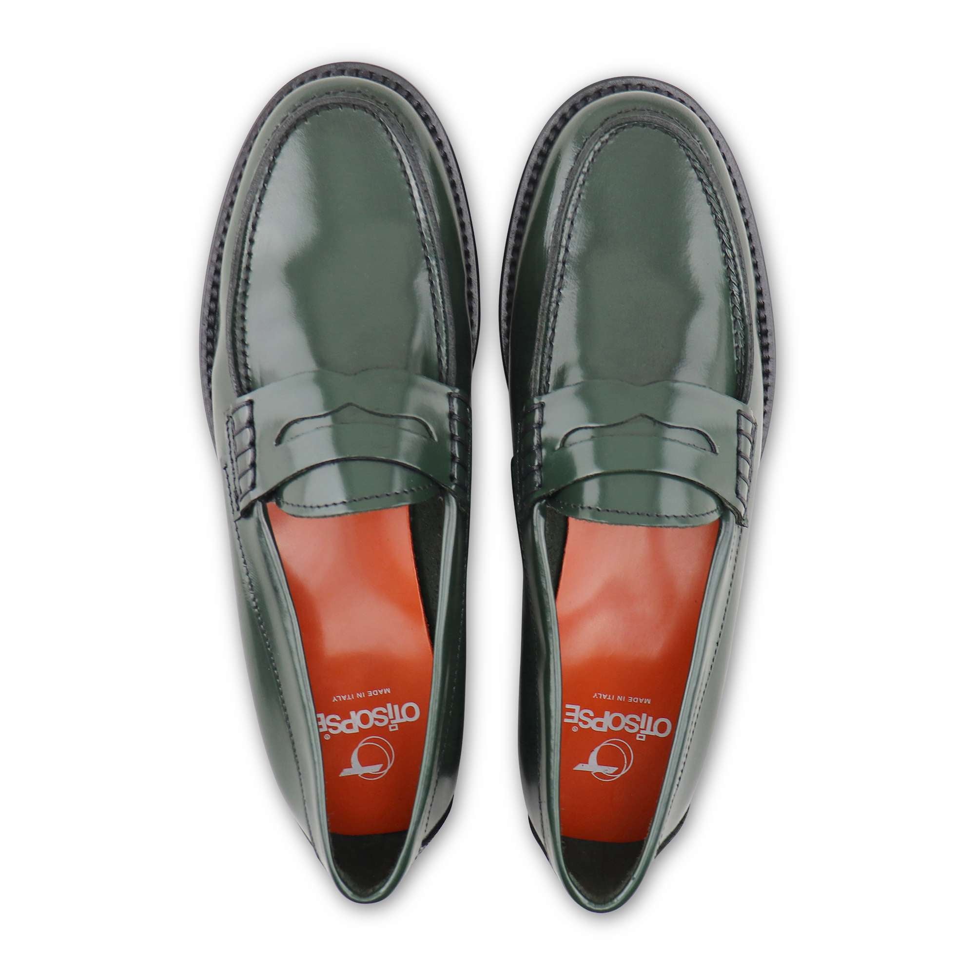Mocassini donna in pelle verde spazzolata
