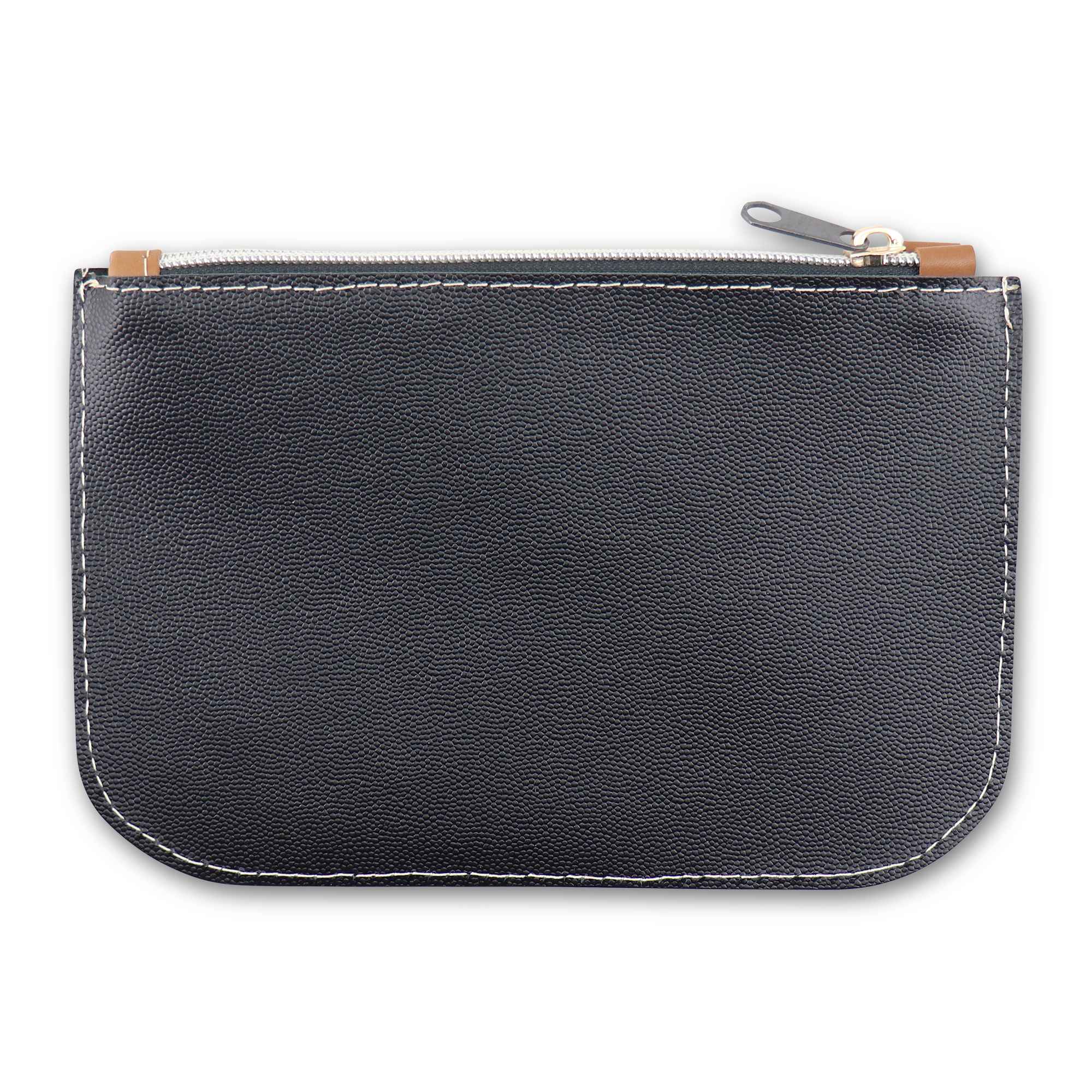 Pochette in pelle nera martellata