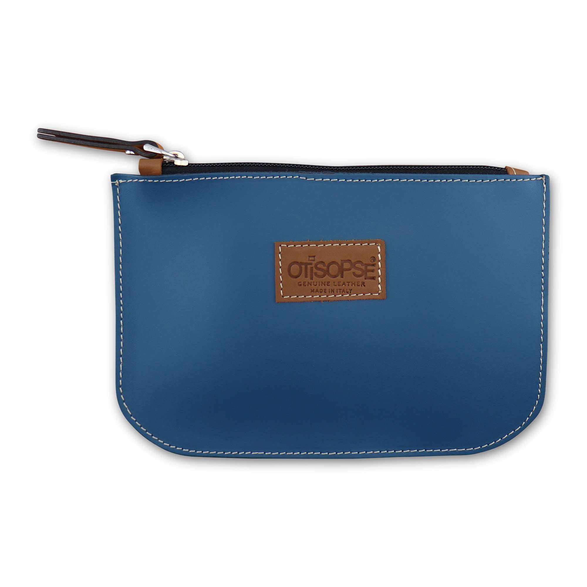 Pochette azzurra in pelle