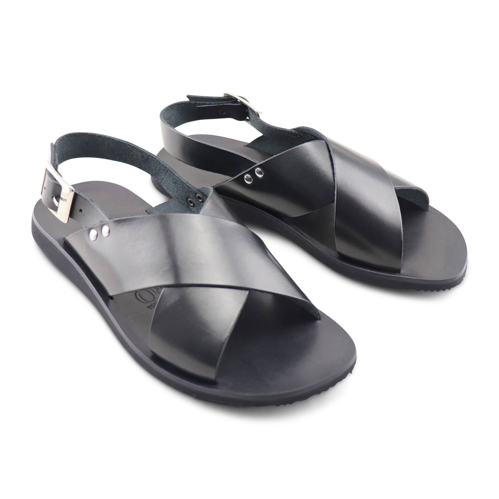 Sandali neri in pelle