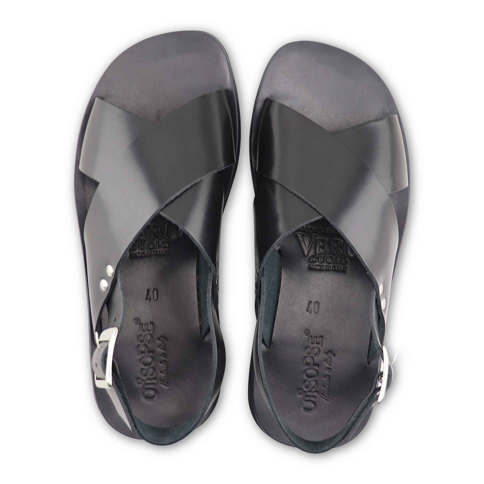 Sandali neri in pelle