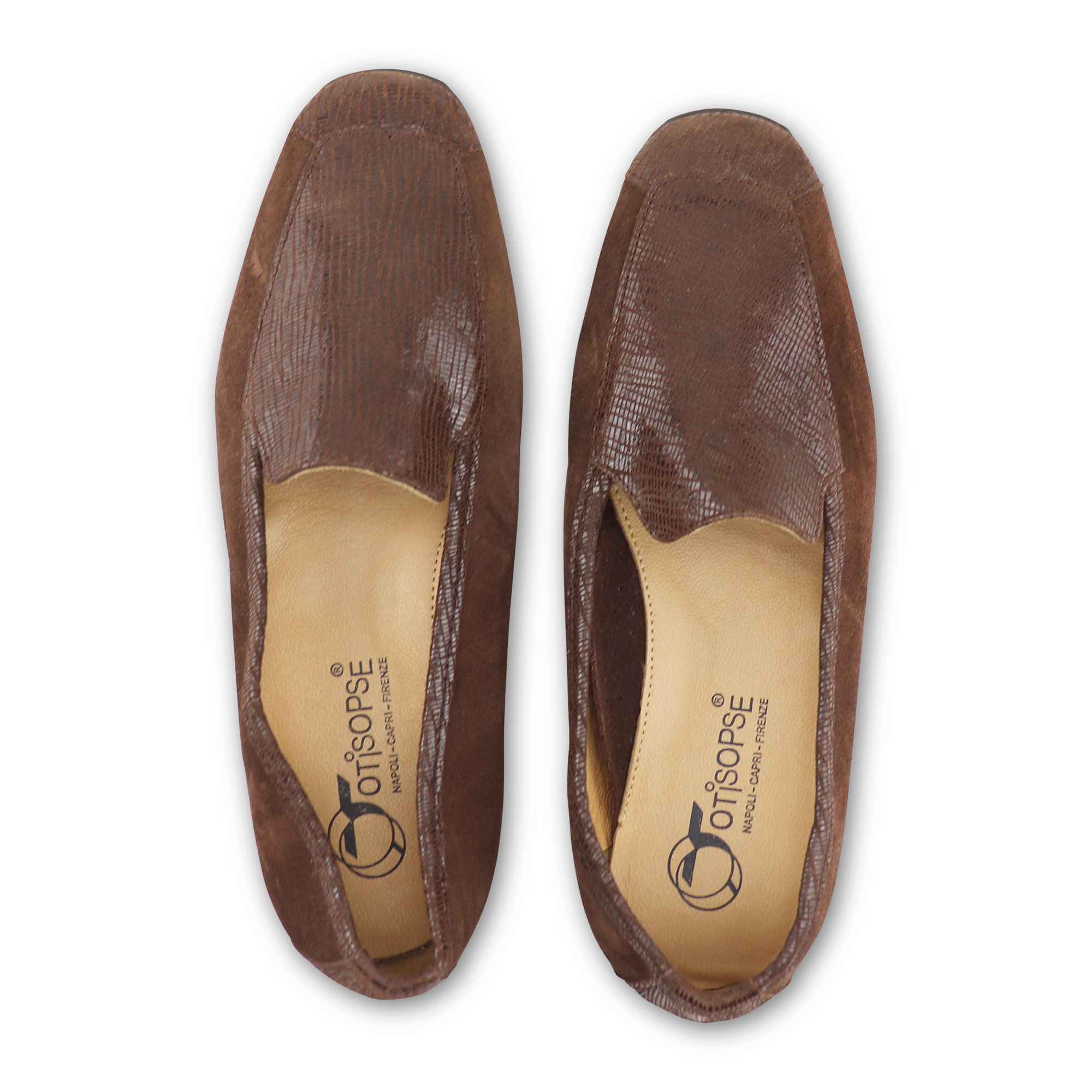 Mocassini marroni in camoscio e nappa