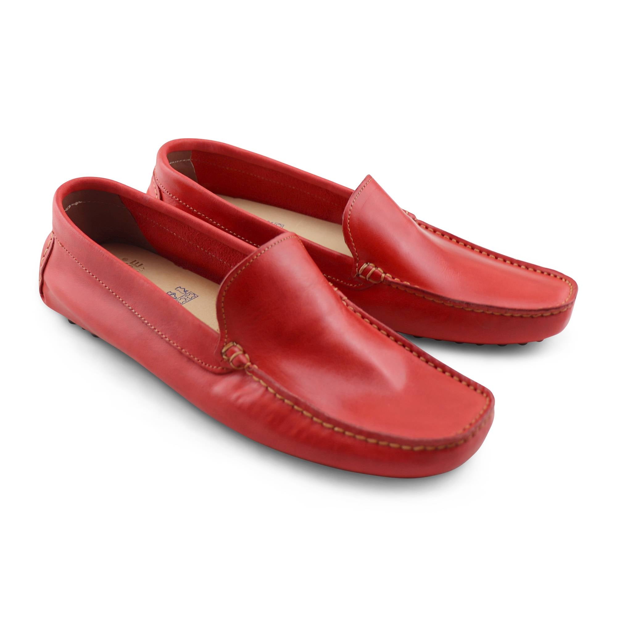 Mocassini rossi in pelle spazzolata