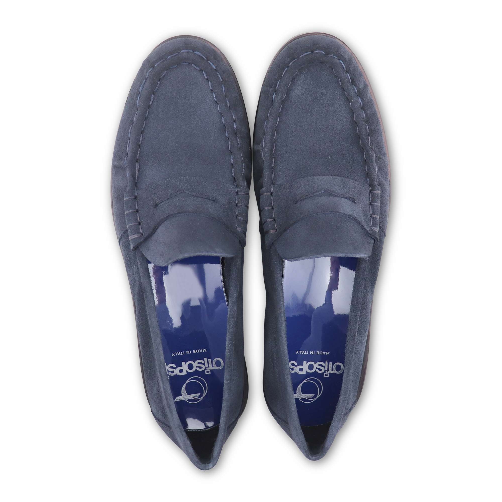 Mocassini blu in camoscio